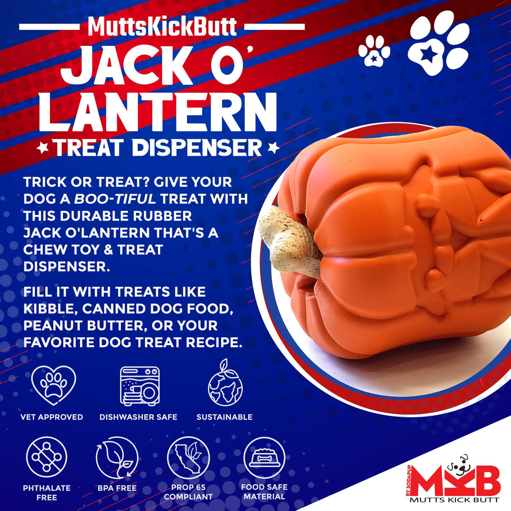 Jack O' Lantern Dog Toy - Durable Halloween Chew Toy for Large Dogs | USA Made by SodaPup/True Dogs, LLC