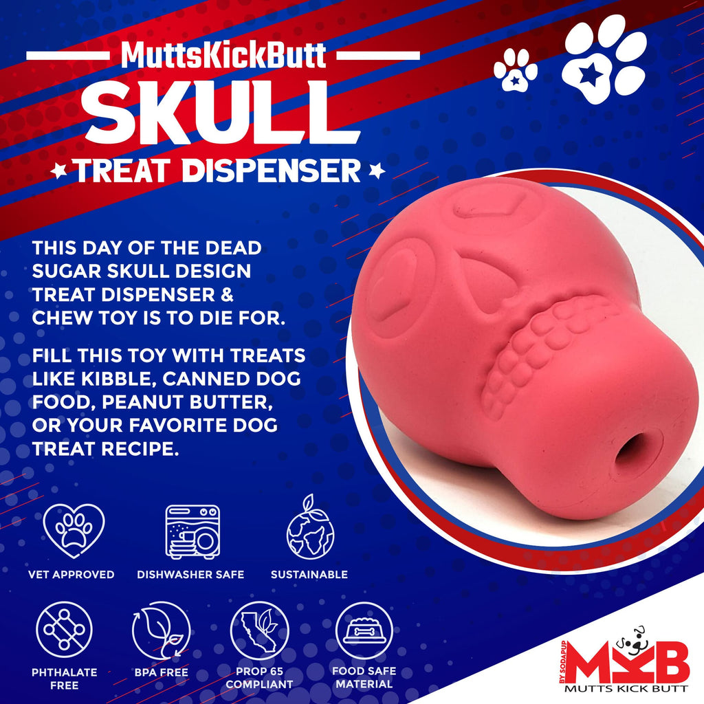Sugar Skull Dog Chew Toy & Treat Dispenser - USA Made | SodaPup by SodaPup/True Dogs, LLC