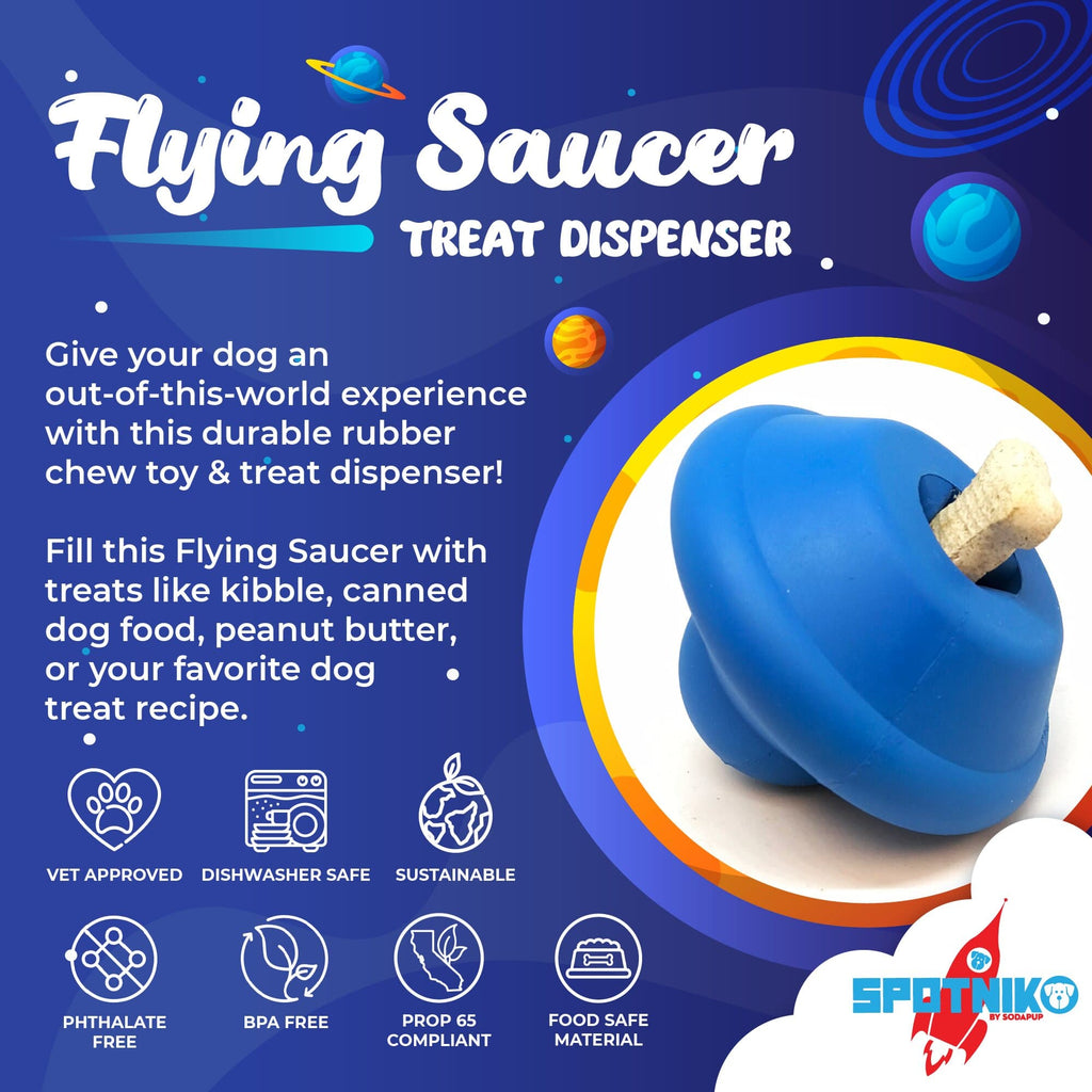 Flying Saucer Dog Toy - Durable UFO Chew Toy & Treat Dispenser | USA Made by SodaPup/True Dogs, LLC