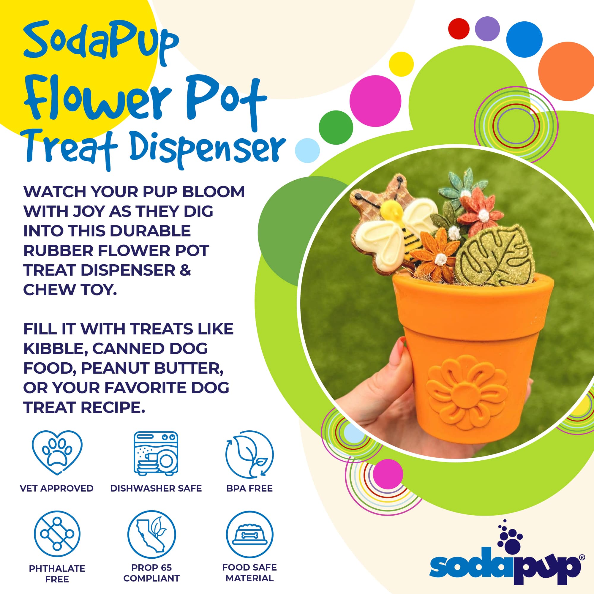 Large Flower Pot eCup Dog Treat Dispenser | Durable USA-Made Enrichment Toy | SodaPup by SodaPup/True Dogs, LLC