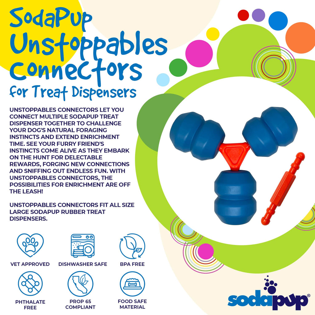Unstoppables Connectors for SodaPup Rubber Treat Dispensers - 2 Pack by SodaPup/True Dogs, LLC
