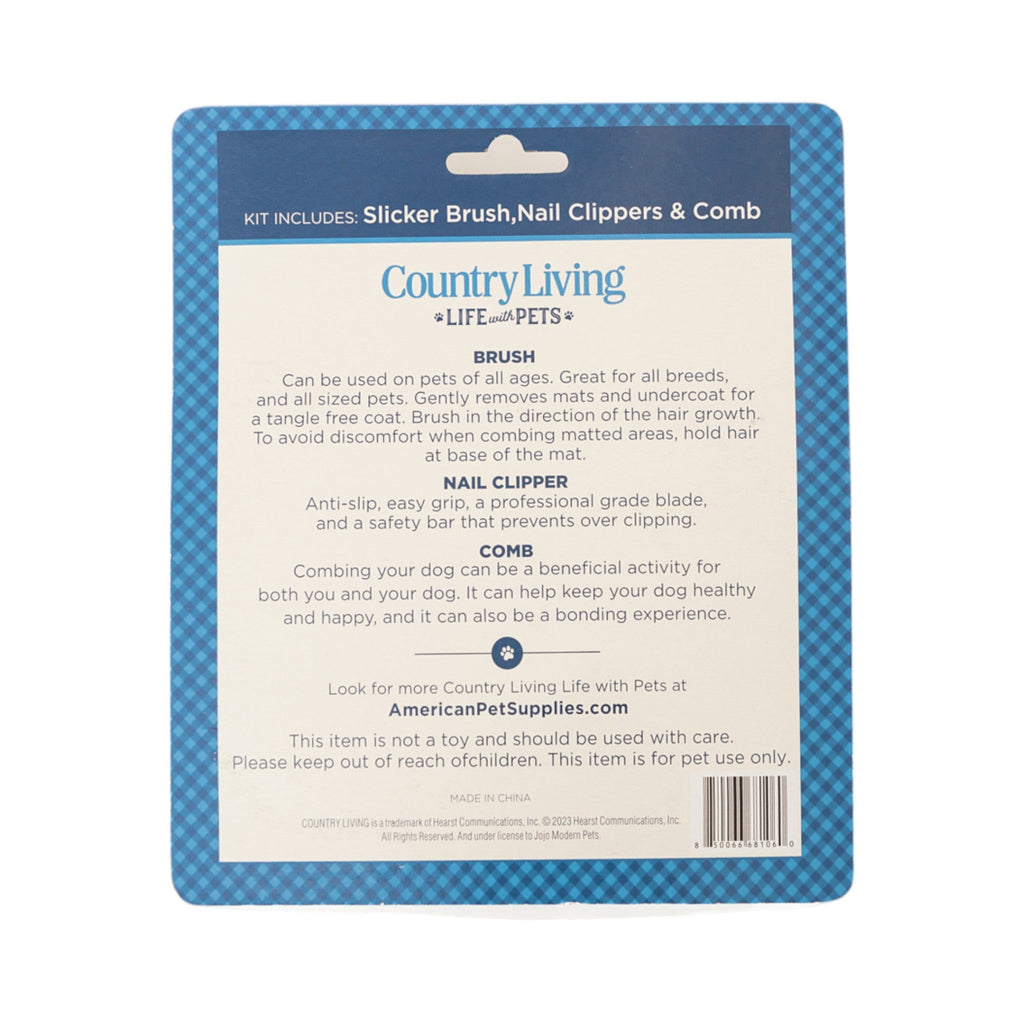 Country Living All-in-One 3-Piece Dog Grooming Kit for a Healthy and Well-Groomed Pet by American Pet Supplies