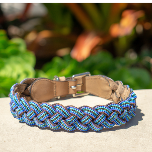 Blue Braided Sambboho dog collar by Sambboho