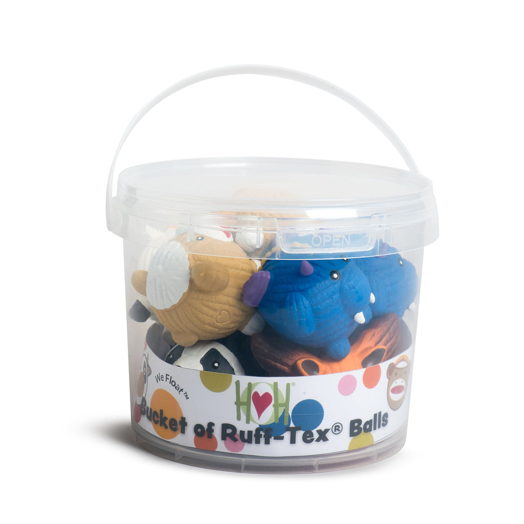 Ruff-Tex® Bucket of Latex Balls Dog Toys, 10 Pack, Small by HuggleHounds