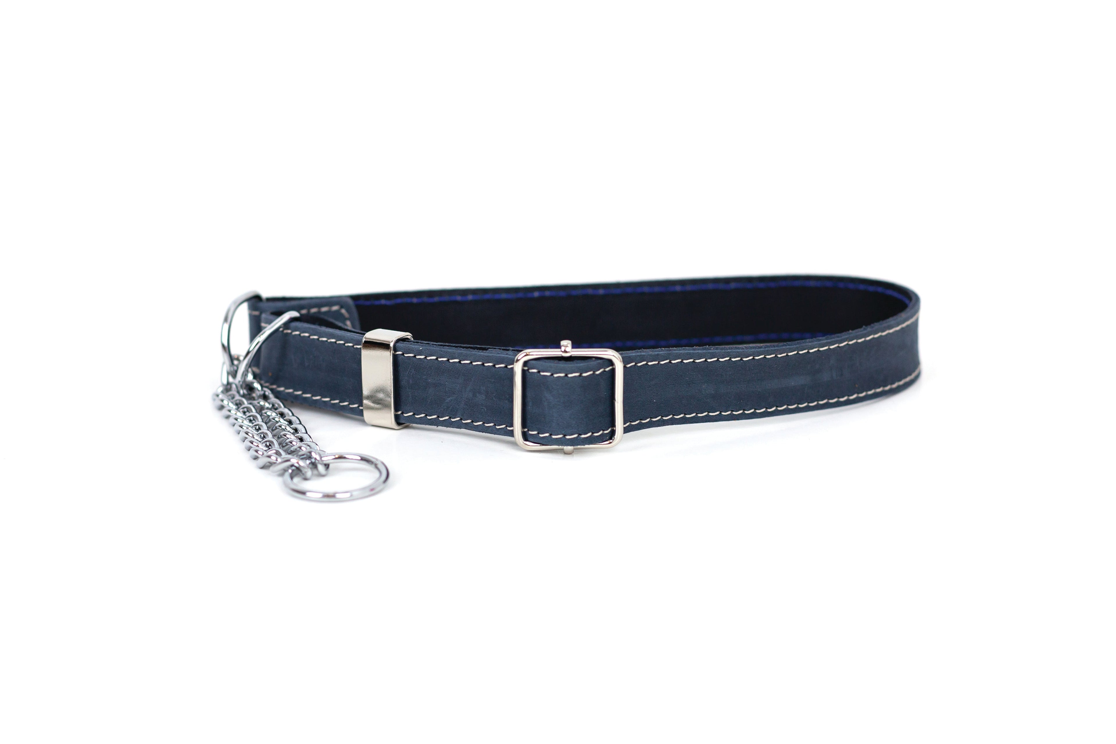 Martingale Blue Jeans Leather Dog Collar by Euro-Dog Collars and Leads