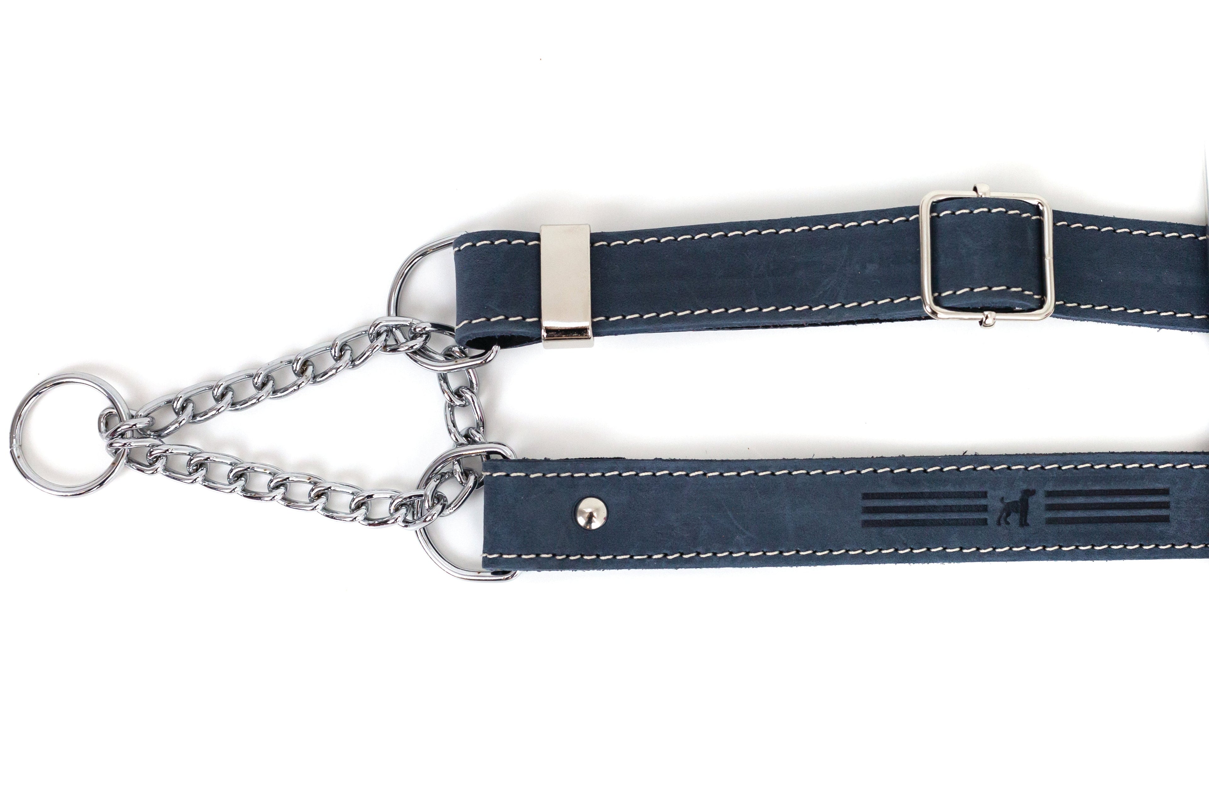 Martingale Blue Jeans Leather Dog Collar by Euro-Dog Collars and Leads