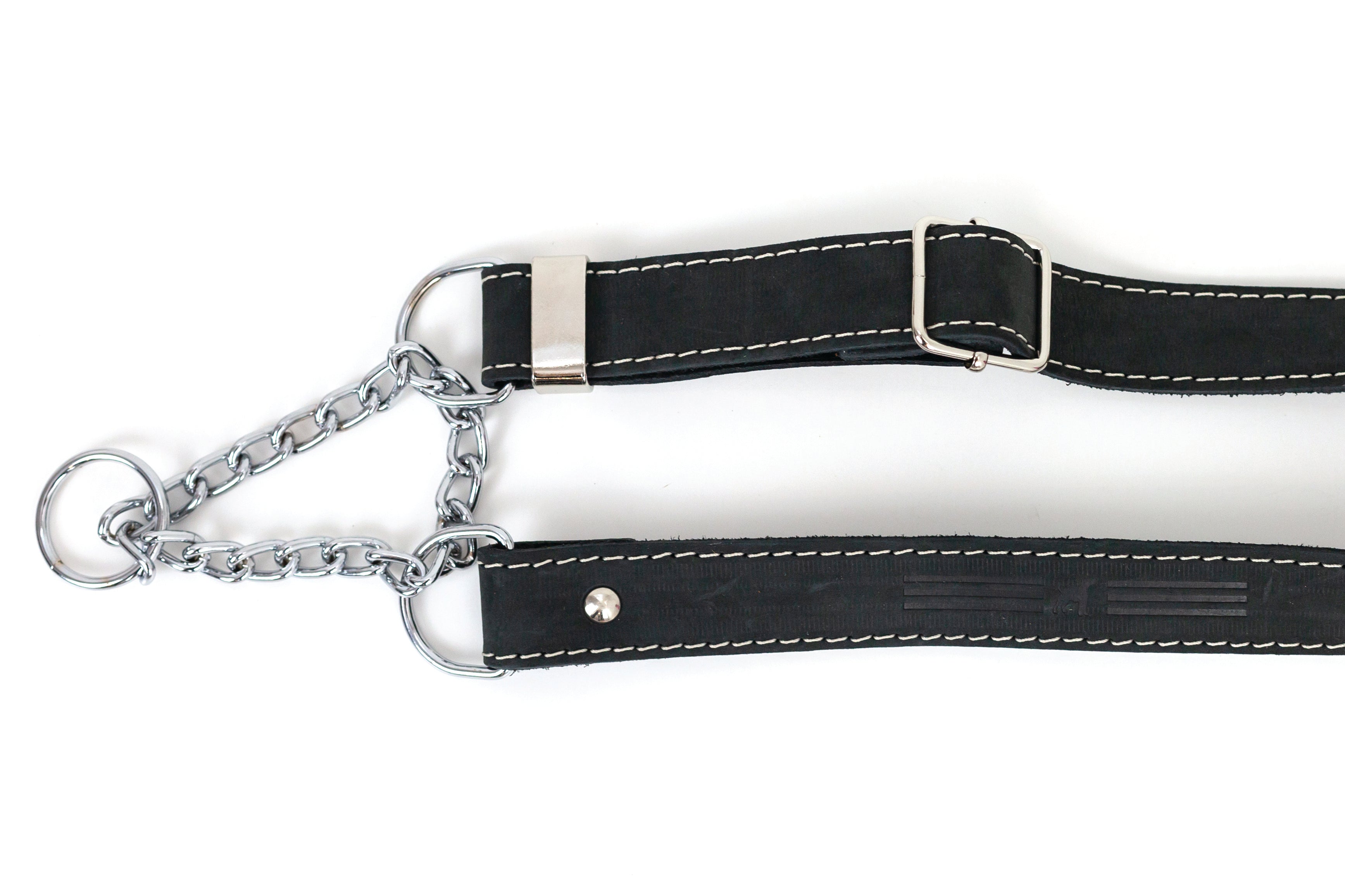 Martingale Midnight Black Leather Dog Collar by Euro-Dog Collars and Leads