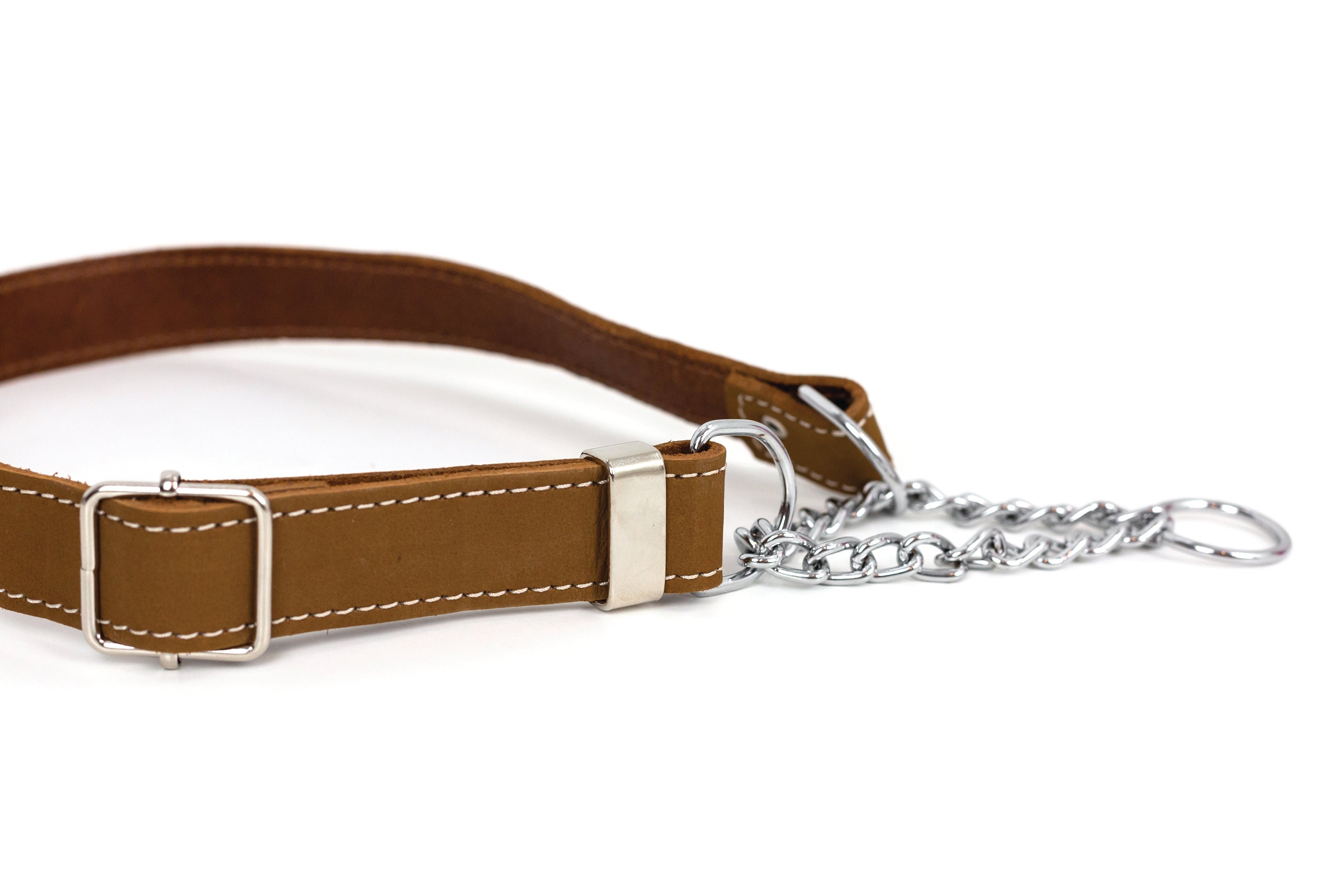 Martingale Earth Brown Leather Dog Collar by Euro-Dog Collars and Leads