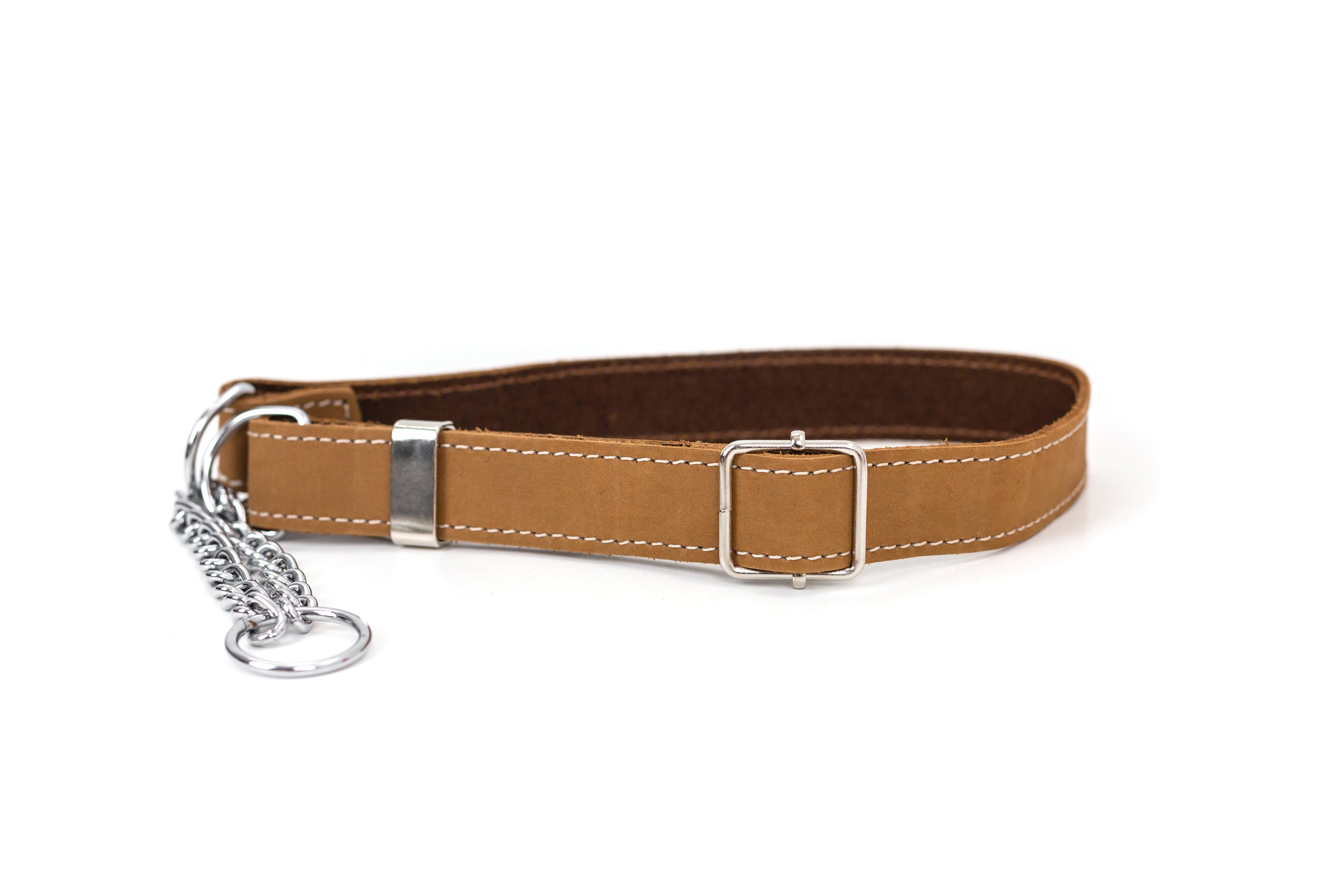 Martingale Khaki Leather Dog Collar by Euro-Dog Collars and Leads