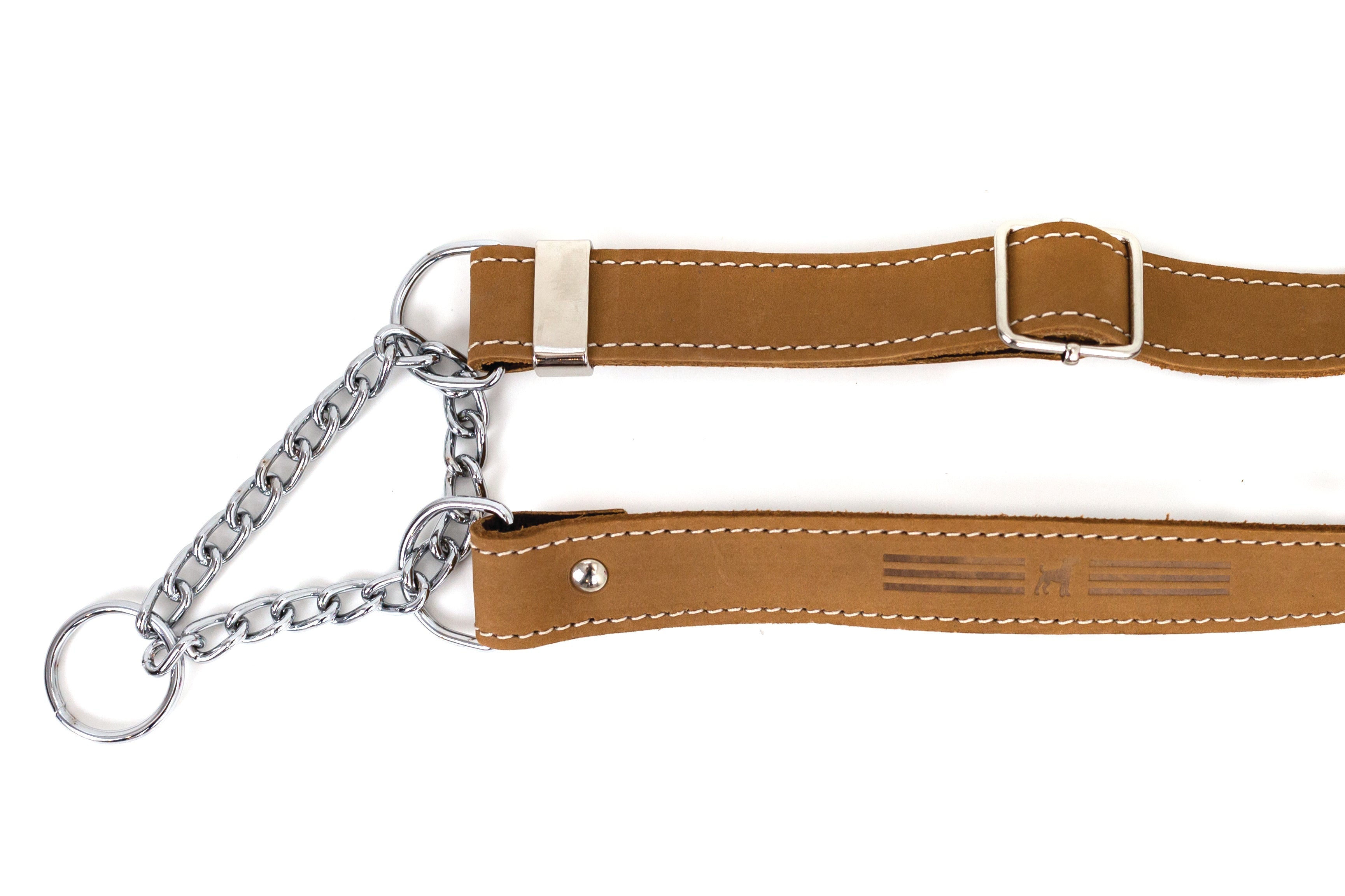 Martingale Khaki Leather Dog Collar by Euro-Dog Collars and Leads