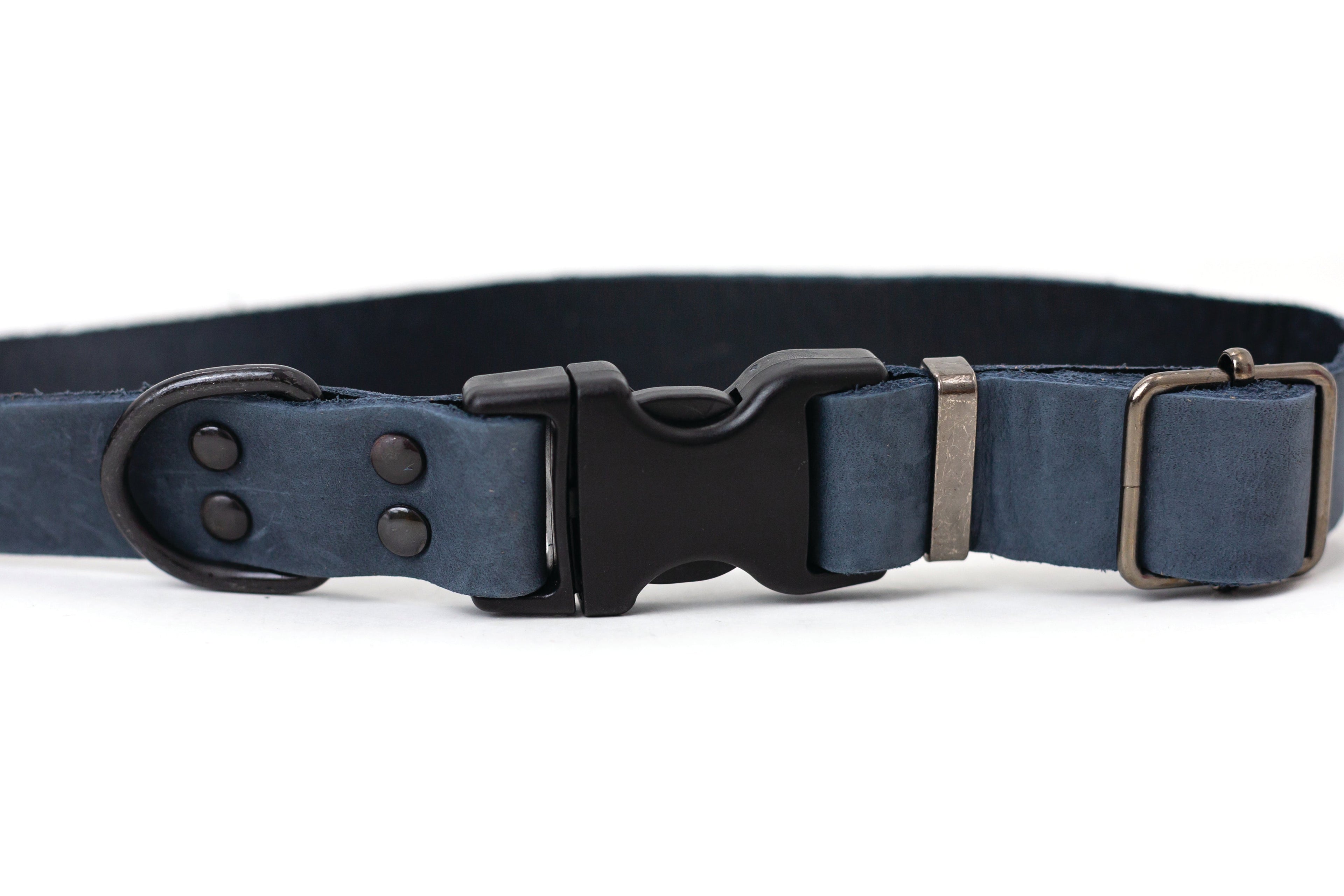 Sport Style Blue Jeans Leather Dog Collar by Euro-Dog Collars and Leads