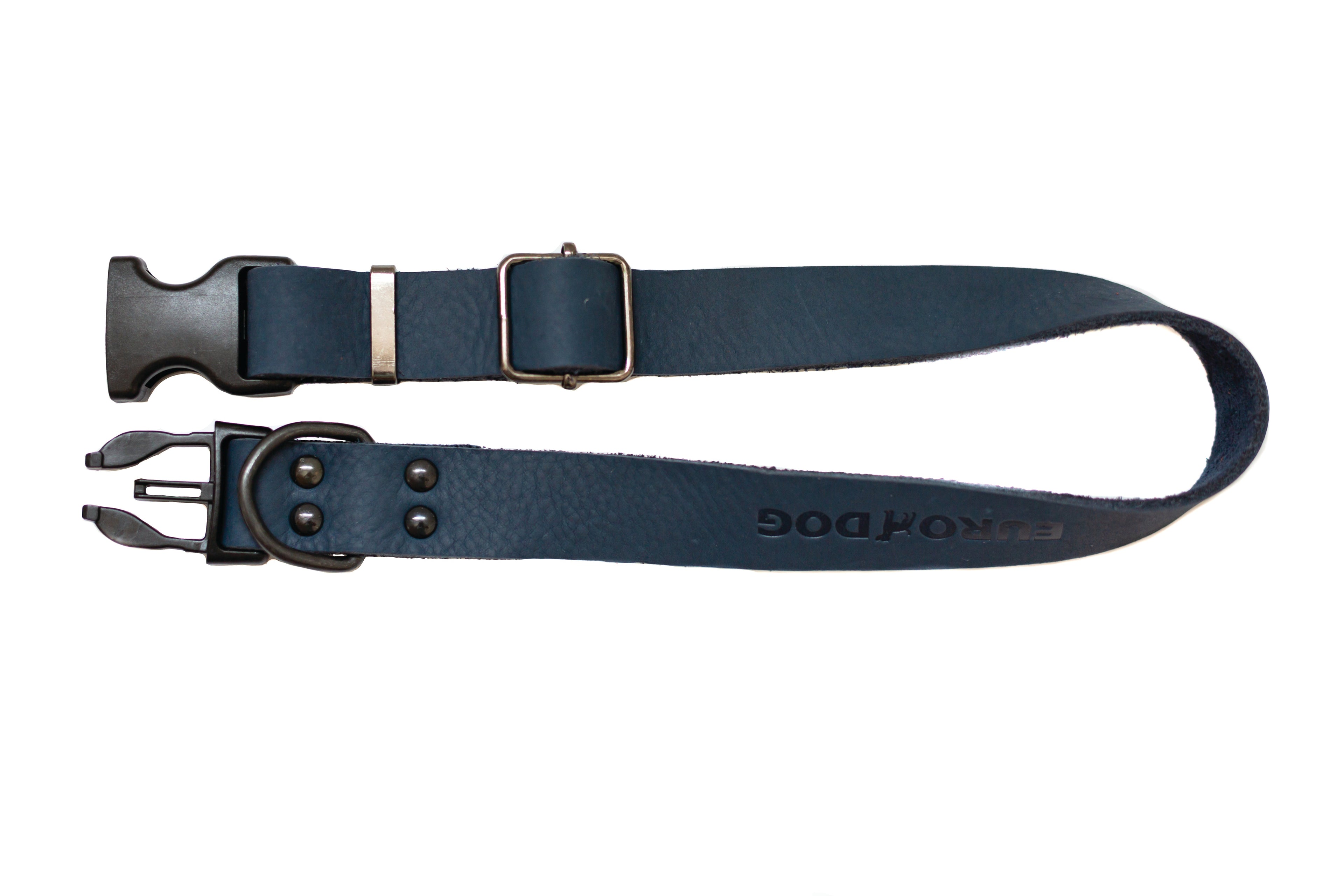 Sport Style Blue Jeans Leather Dog Collar by Euro-Dog Collars and Leads