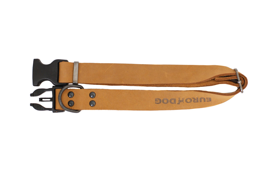 Sport Style Khaki Leather Dog Collar by Euro-Dog Collars and Leads