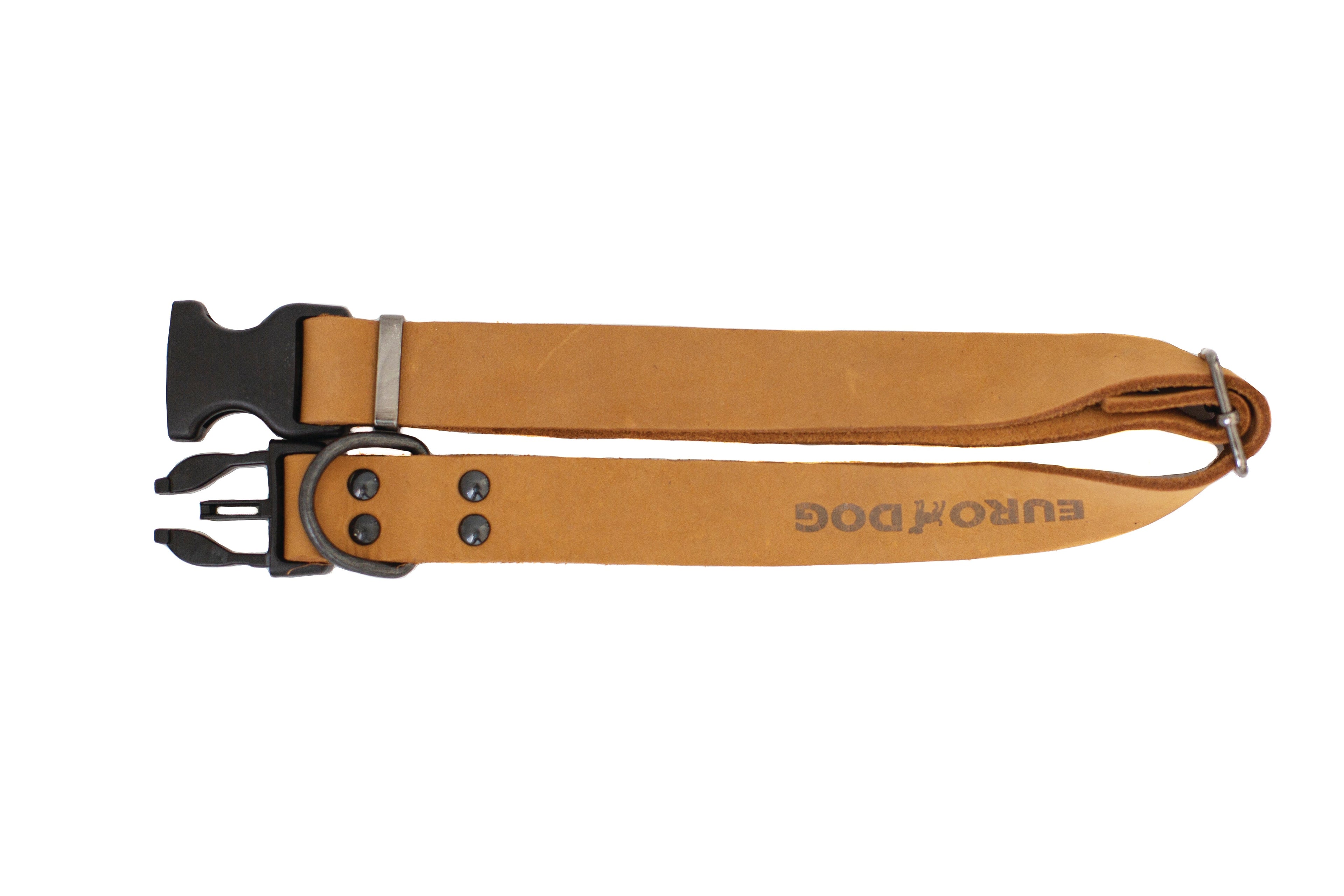 Sport Style Khaki Leather Dog Collar by Euro-Dog Collars and Leads