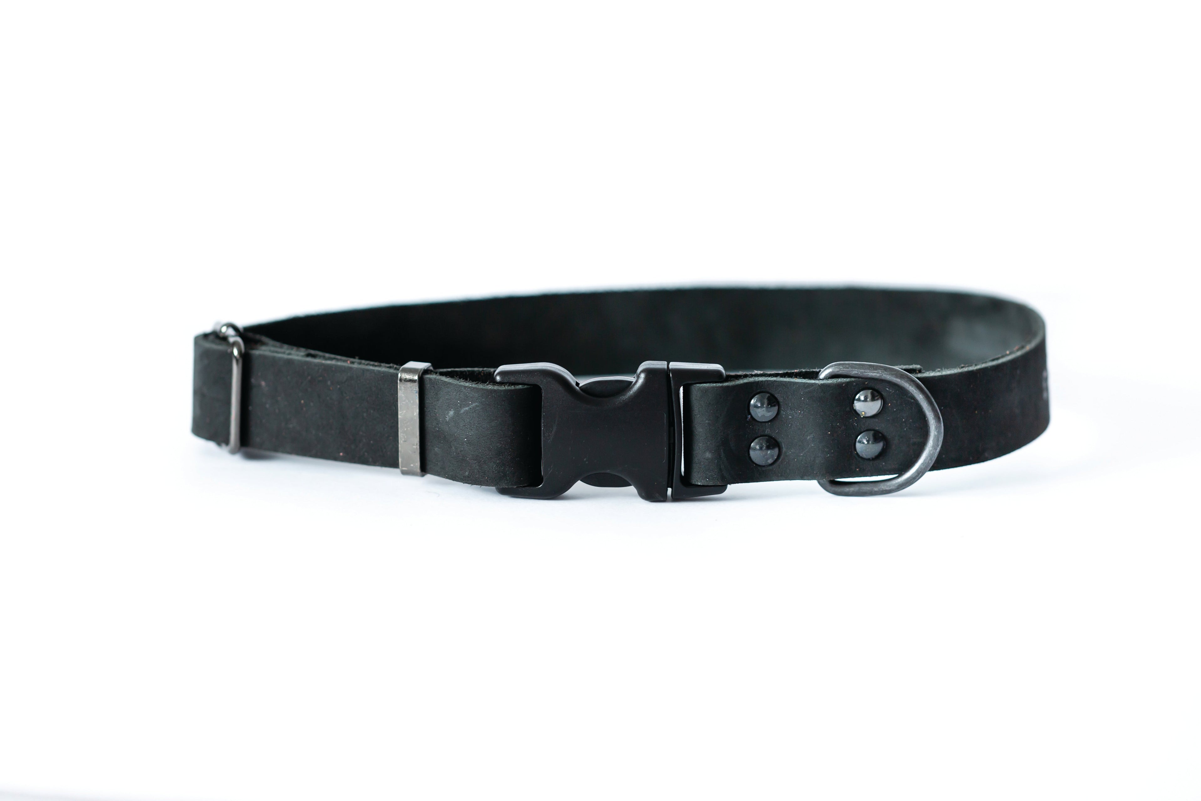 Sport Style Midnight Black Leather Dog Collar by Euro-Dog Collars and Leads