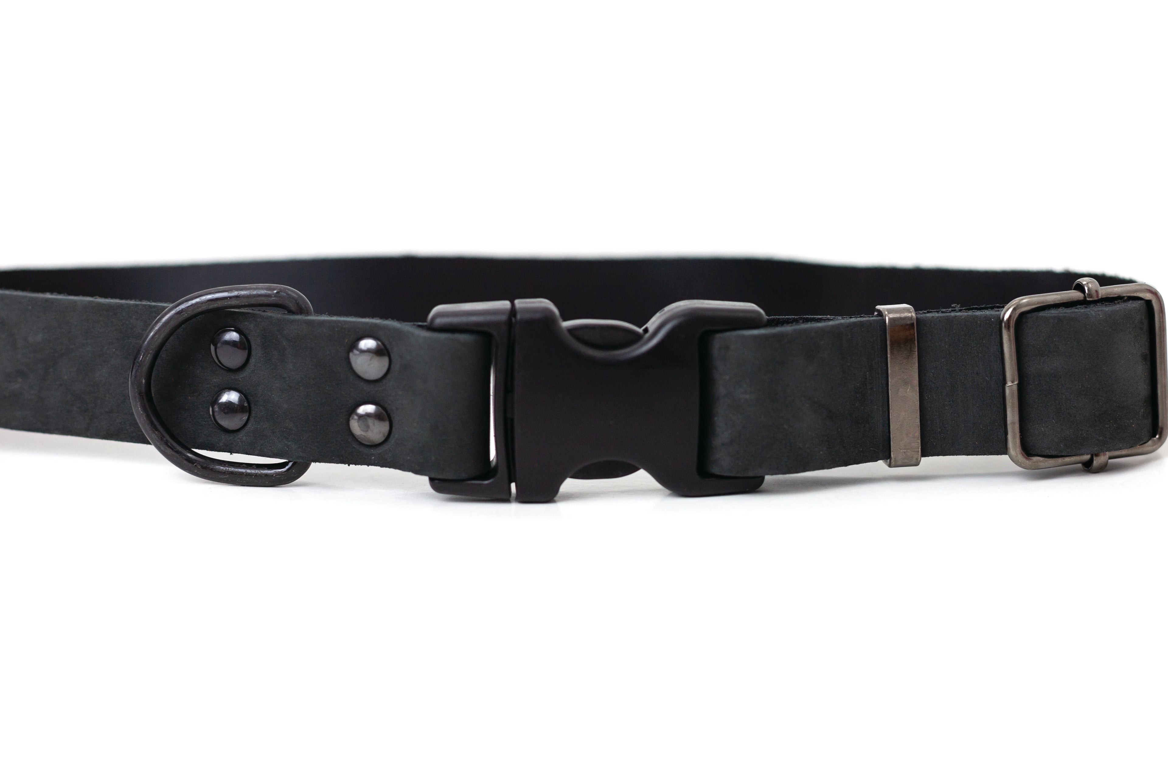 Sport Style Midnight Black Leather Dog Collar by Euro-Dog Collars and Leads