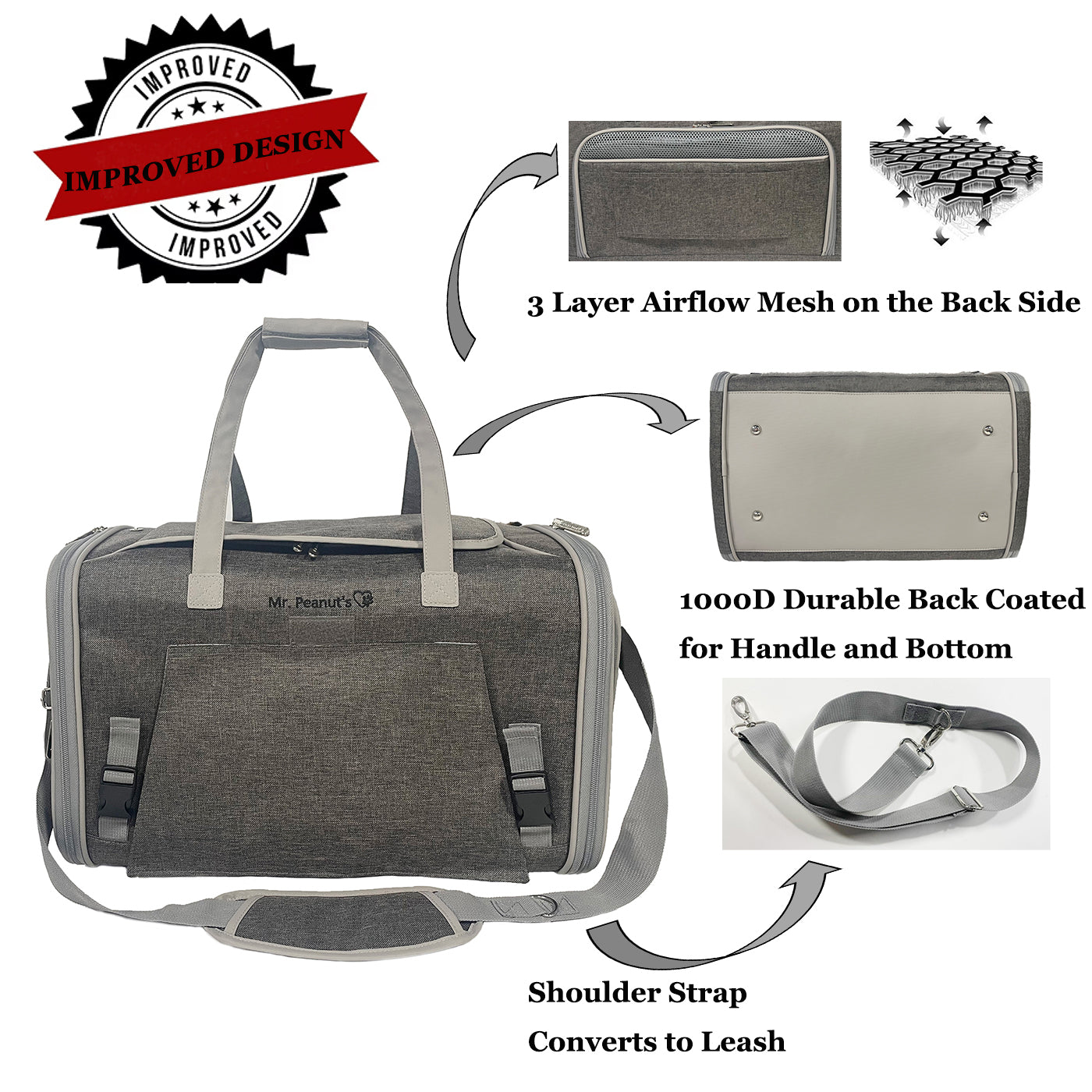 Mr. Peanut's Gold Series Standard Size Airline Compliant Expandable Pet Carrier V3.0 by Mr. Peanut's Pet Carriers