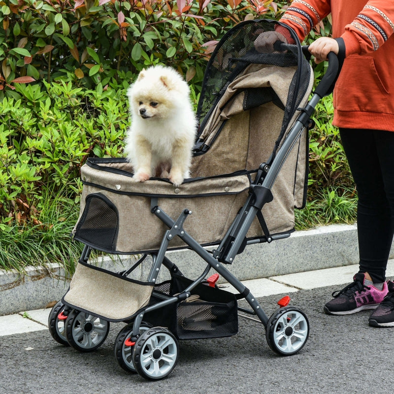 Pet Foldable Travel Carriage Stroller with Reversible Handle by Furr Baby Gifts
