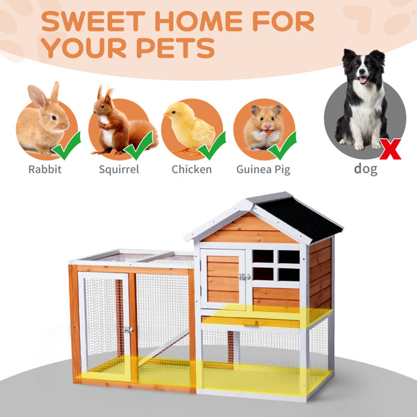 Orange-red, Wooden Chicken and Rabbit Enclosure by VetsPetStore