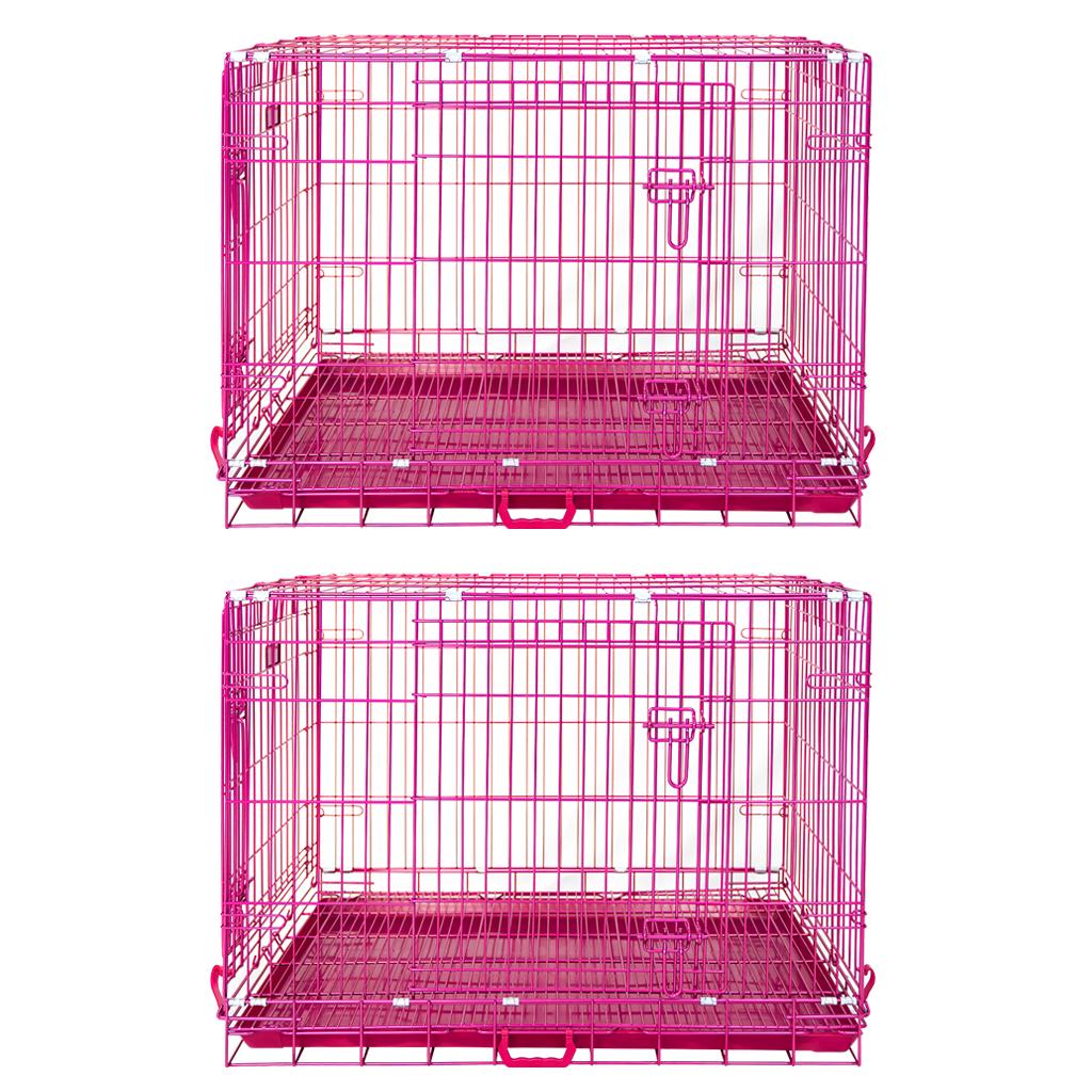 24-42" Collapsible Pink Dog Crate RED24-42 by Homey Pet Official