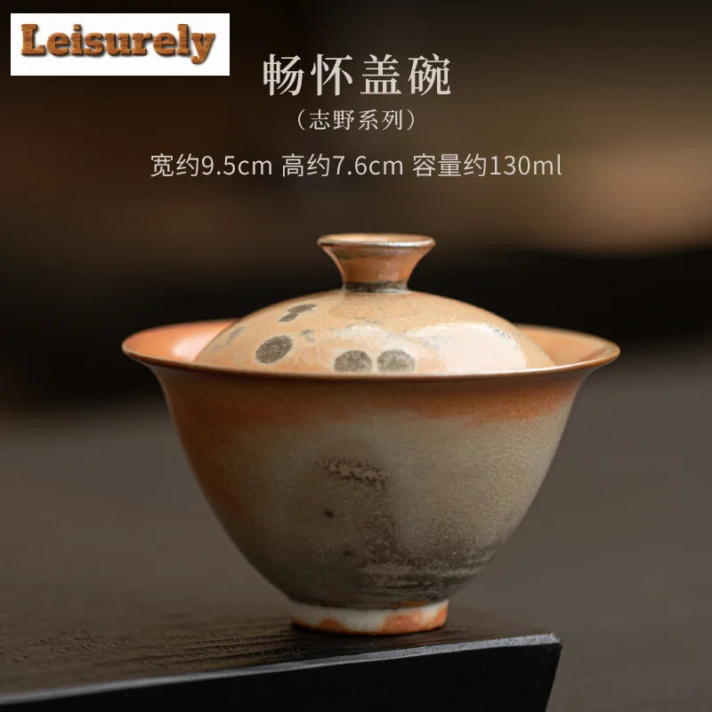 Handmade Wood-fired Porcelain Cat Pottery Tea Maker, Cover Bowl