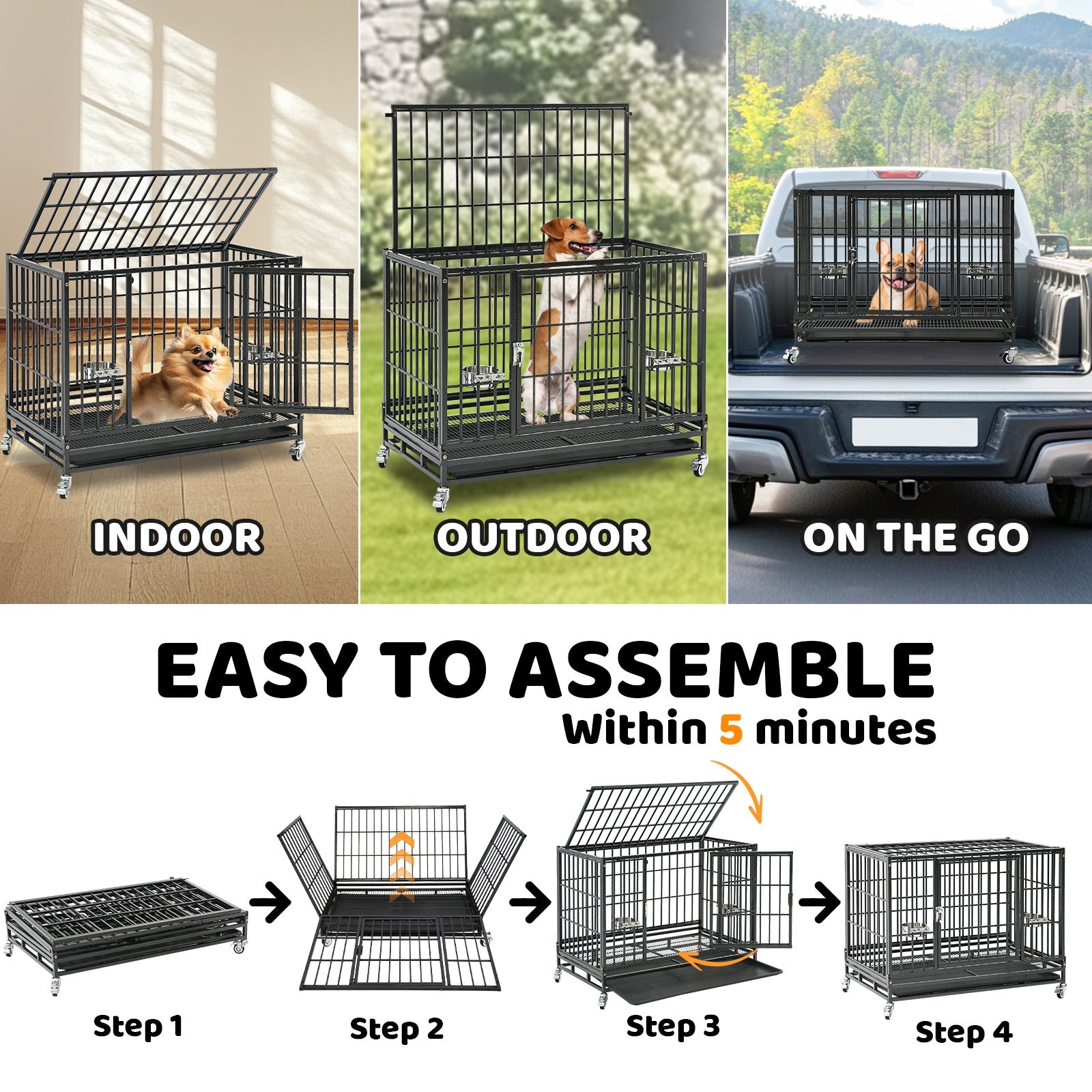 37" Stackable Heavy Duty Dog Crate 371D03 by Homey Pet Official