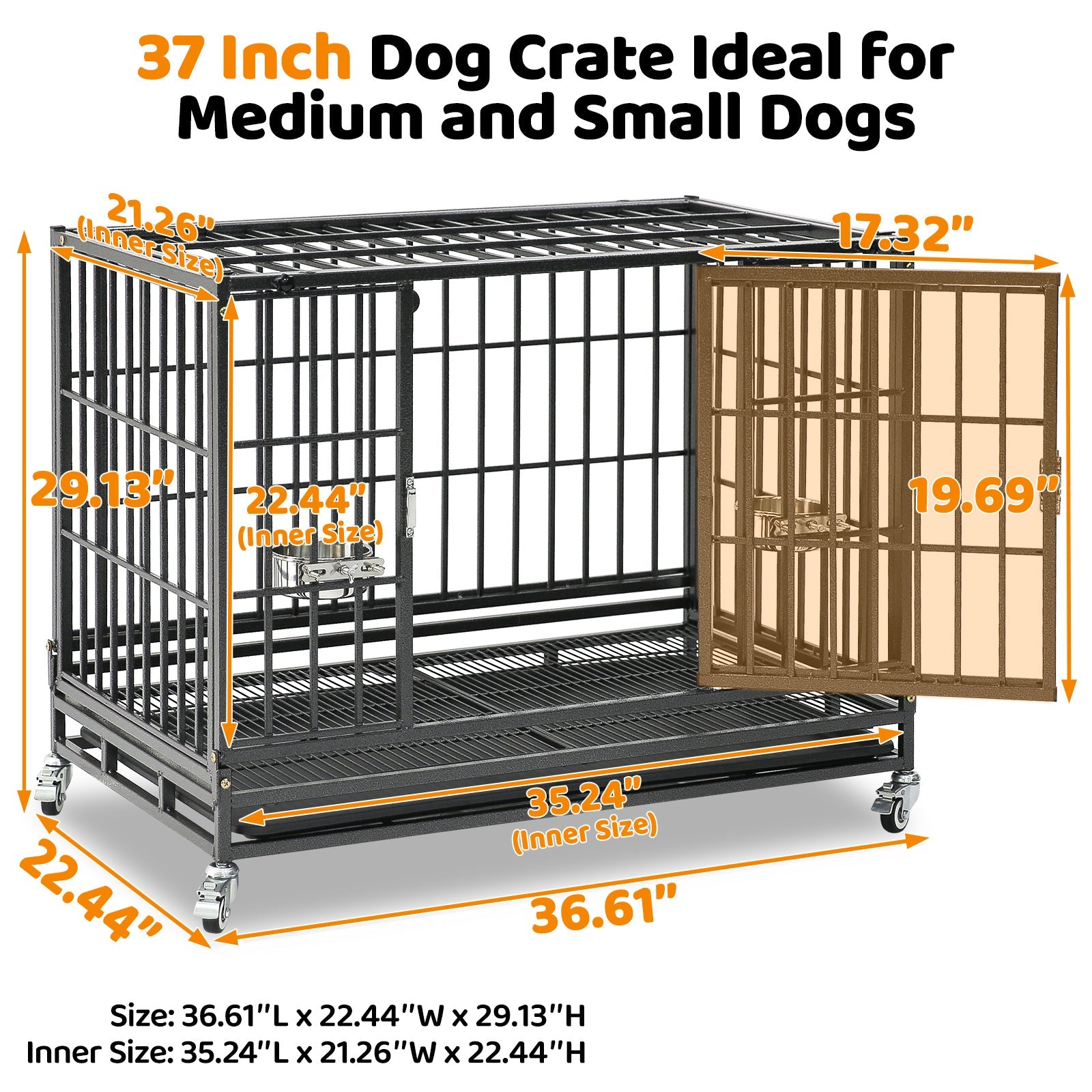 37" Stackable Heavy Duty Dog Crate 371D03 by Homey Pet Official
