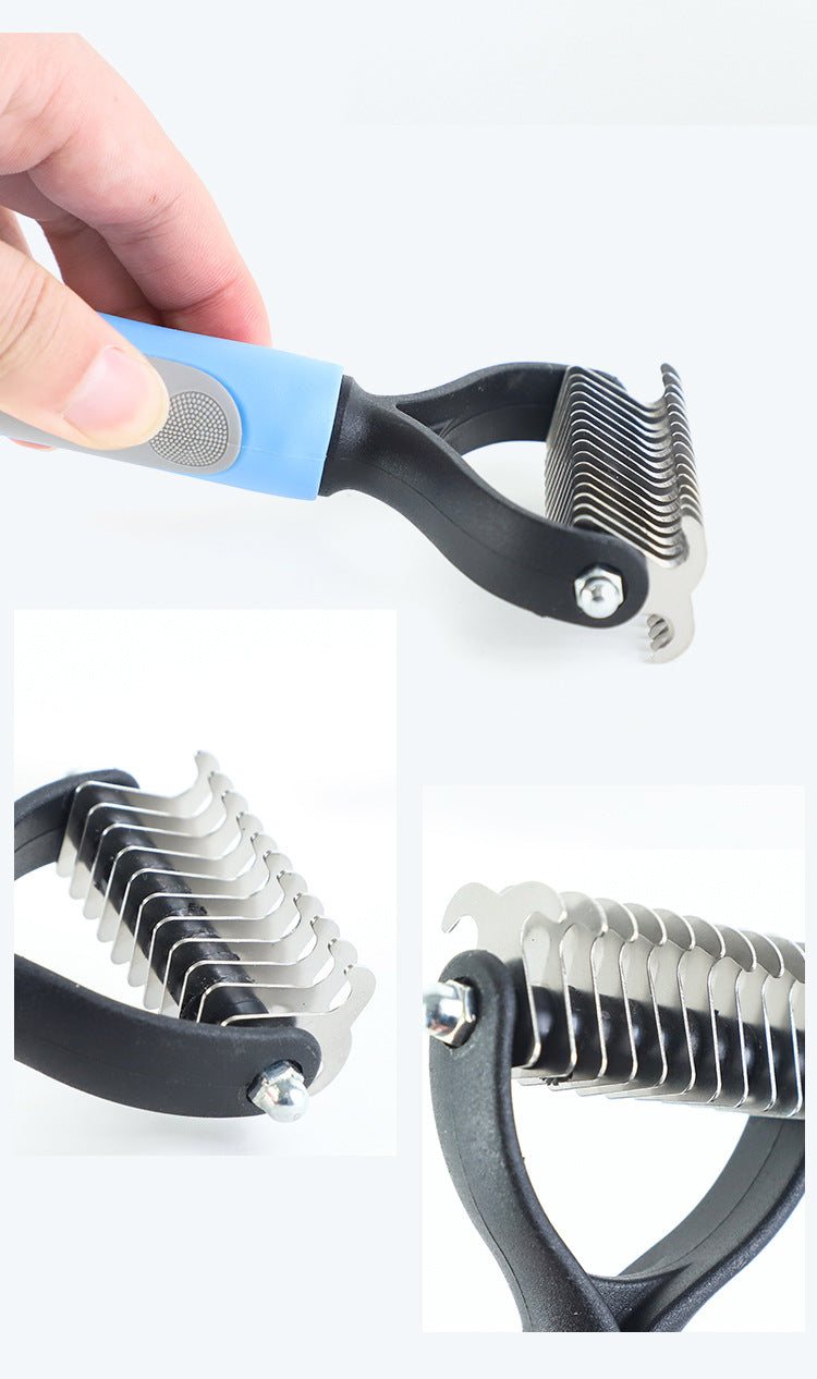Stainless Double-sided Pet Brush Hair Removal Comb Grooming Dematting Dog Grooming Shedding Tools by VetsPetStore