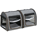 Portable Soft-sided Cat Carrier With Divider, Two Compartments, Padded And Storage Bag, Grey by VetsPetStore
