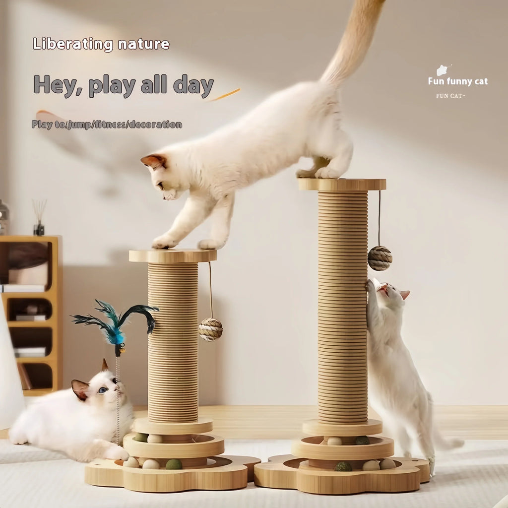 Solid Wood Cat Turntable Sisal Scratching Board by Love My Pet