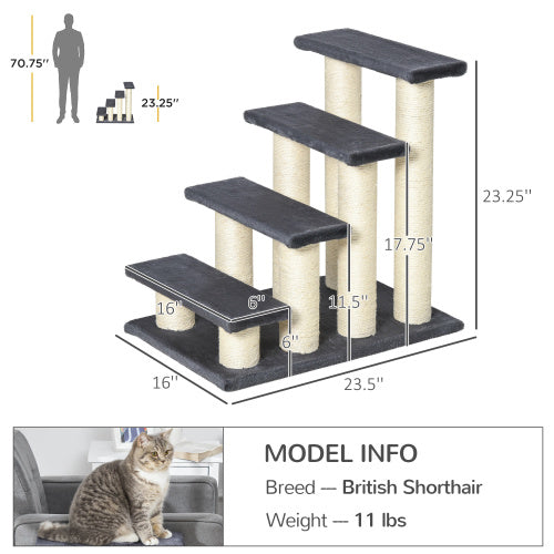 4 Steps Cat Tree For Indoor Cats Or Dogs W Sisal Scratching Post, Climbing by VetsPetStore