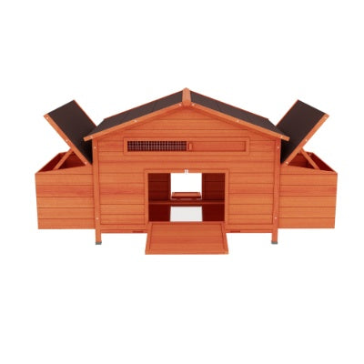 Large Wooden Chicken Enclosure For Outdoor With 2 Sides Nesting Boxes,2 Free-range Doors Leakproof Tray