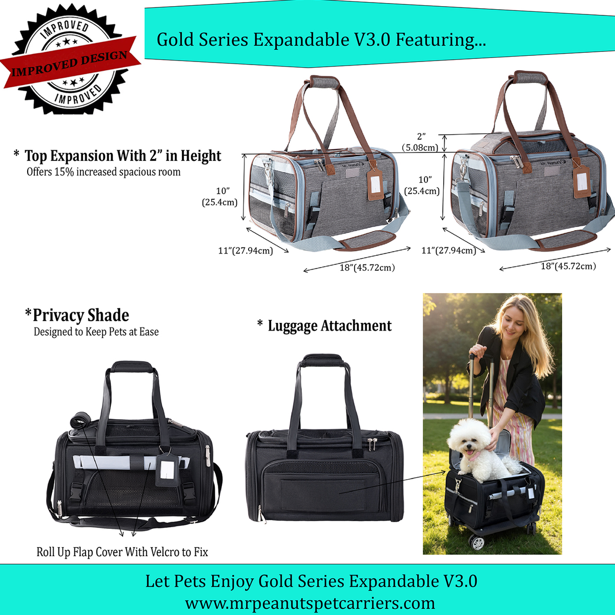 Mr. Peanut's Gold Series Expandable V3.0 Pet Carrier - Updated Model Landing 9/15 by Mr. Peanut's Pet Carriers