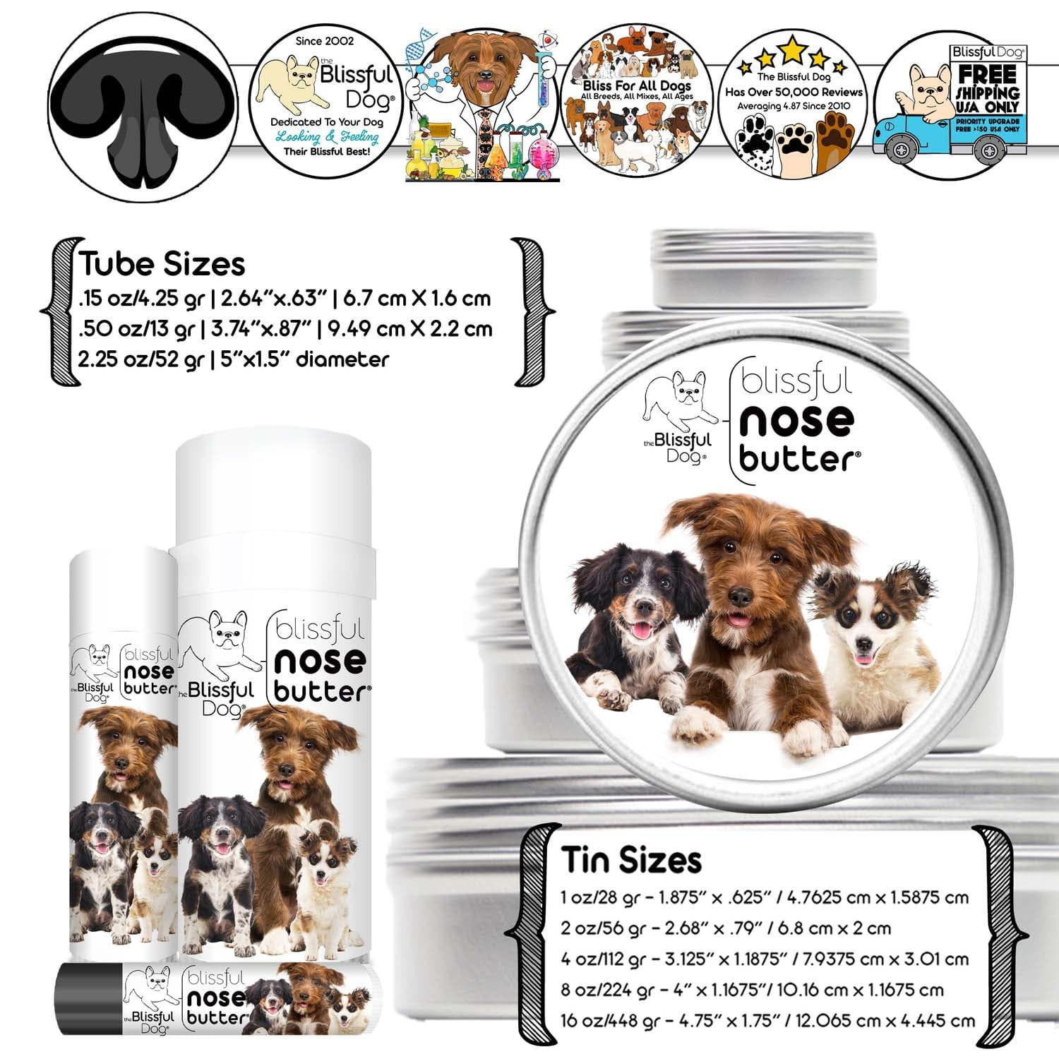 3 Cute Puppies Nose Butter by The Blissful Dog