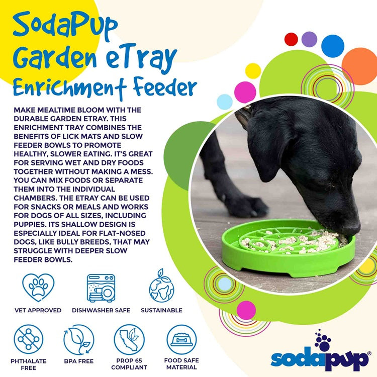 Garden Design eTray - Shallow Slow Feeder Dog Bowl for Enrichment | USA by SodaPup/True Dogs, LLC
