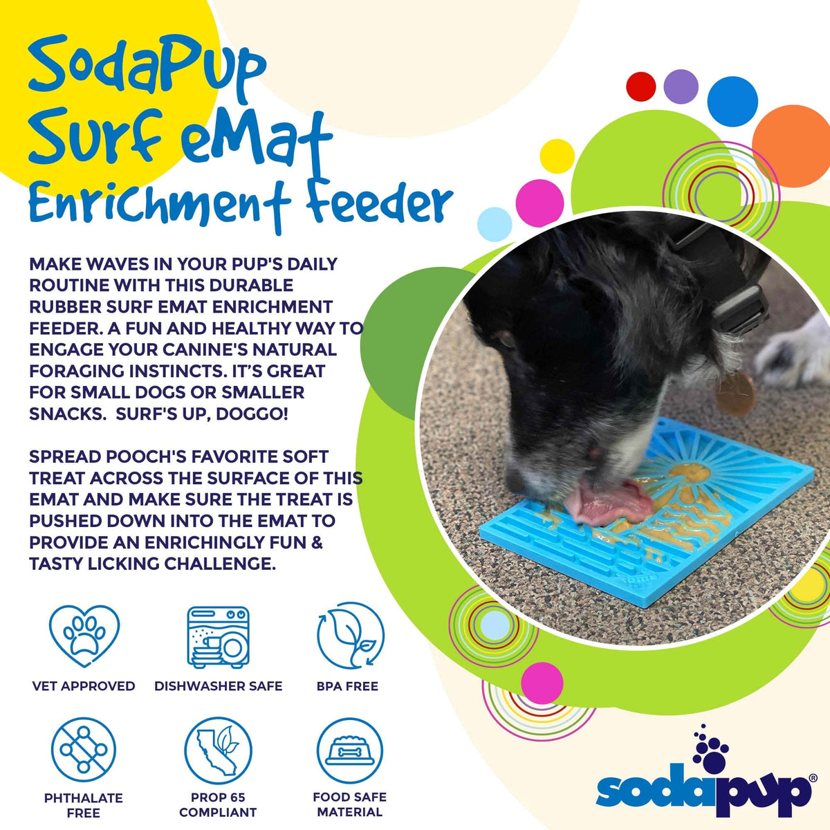 Surf's Up eMat - Small Lickmat for Dogs and Cats | Beach-Themed Design | SodaPup by SodaPup/True Dogs, LLC