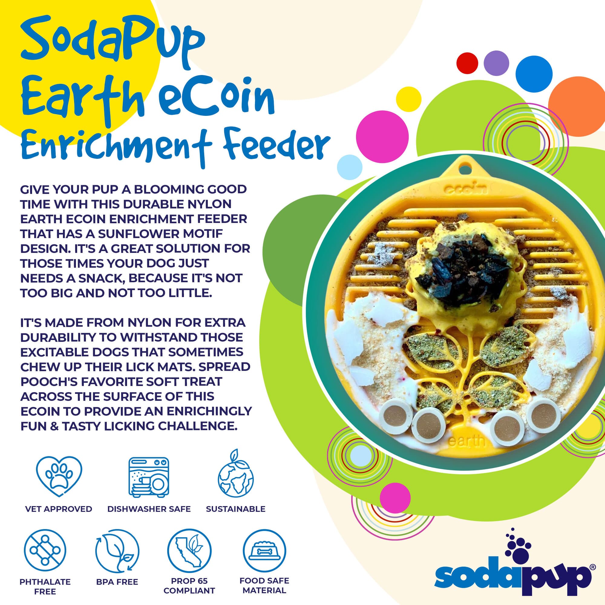 Earth eCoin Nylon Lick Mat for Dogs | USA Made Enrichment Toy | SodaPup by SodaPup/True Dogs, LLC