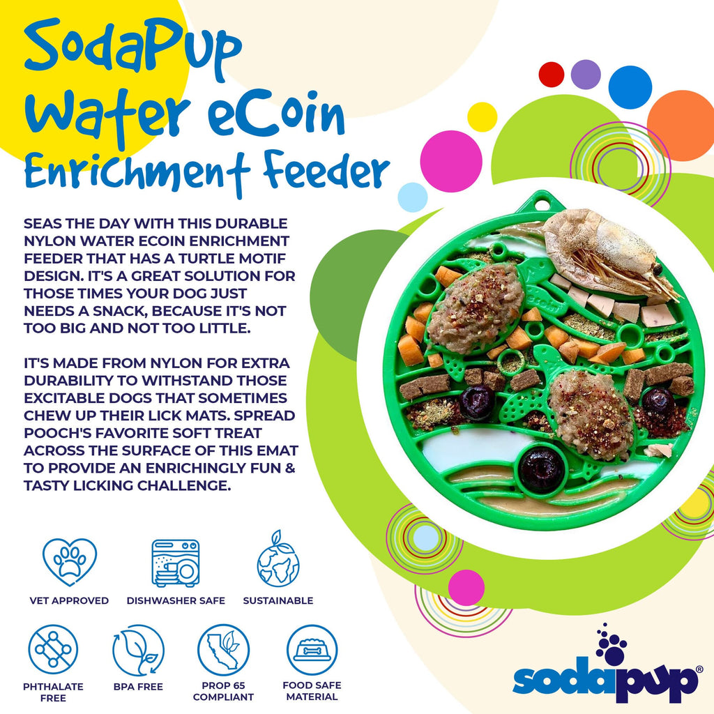 Water Nylon eCoin Durable Enrichment Snacking Coin for Dogs | USA-Made Lick Mat Alternative by SodaPup/True Dogs, LLC