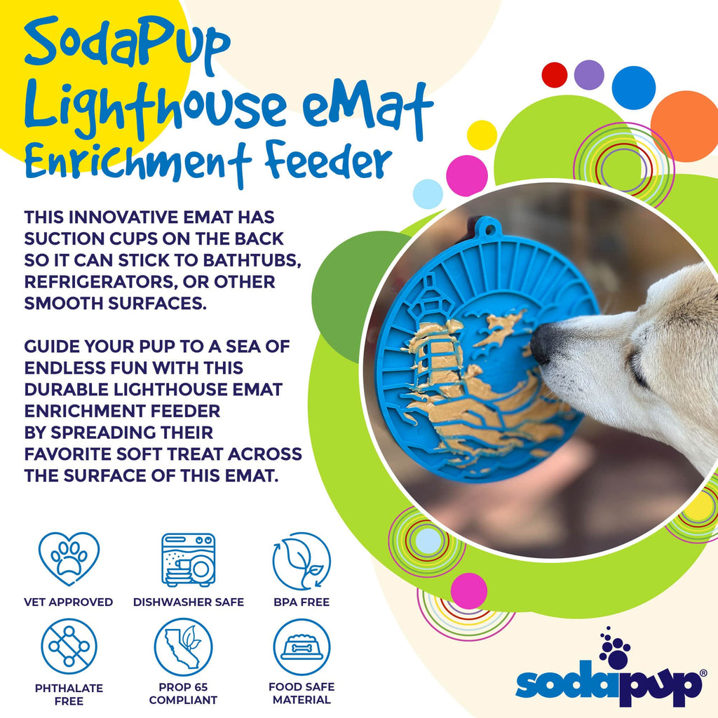 Lighthouse eMat - Enrichment Lick Mat For Dogs and Cats - With Suction Cups | USA Made by SodaPup/True Dogs, LLC