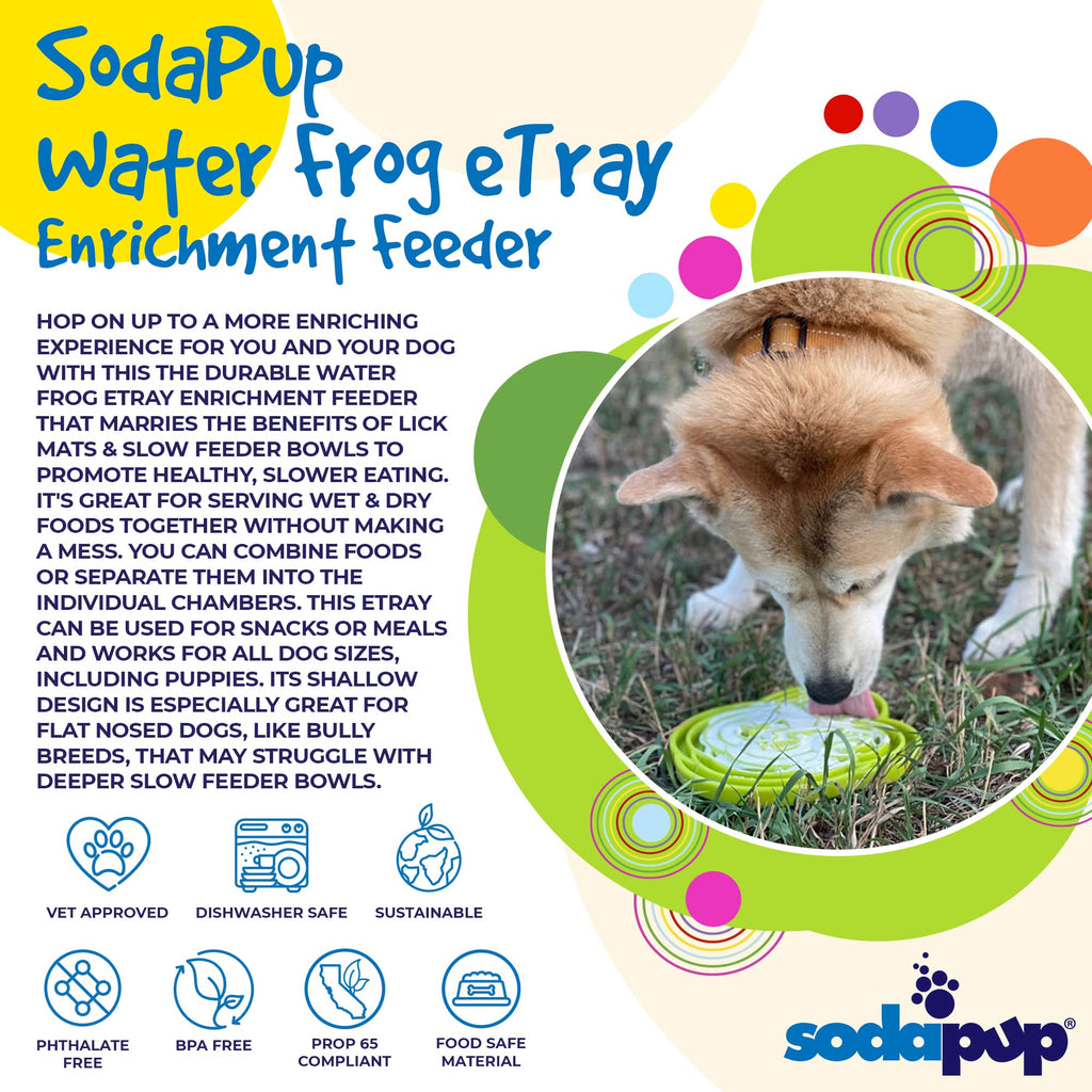 Water Frog eTray - Shallow Slow Feeder Dog Bowl for Enrichment | USA Made by SodaPup/True Dogs, LLC