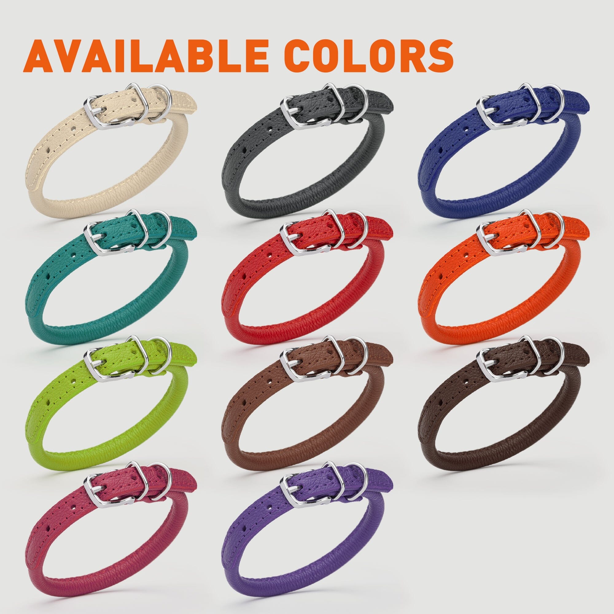 Soft Leather Round Dog Collar by Dogline