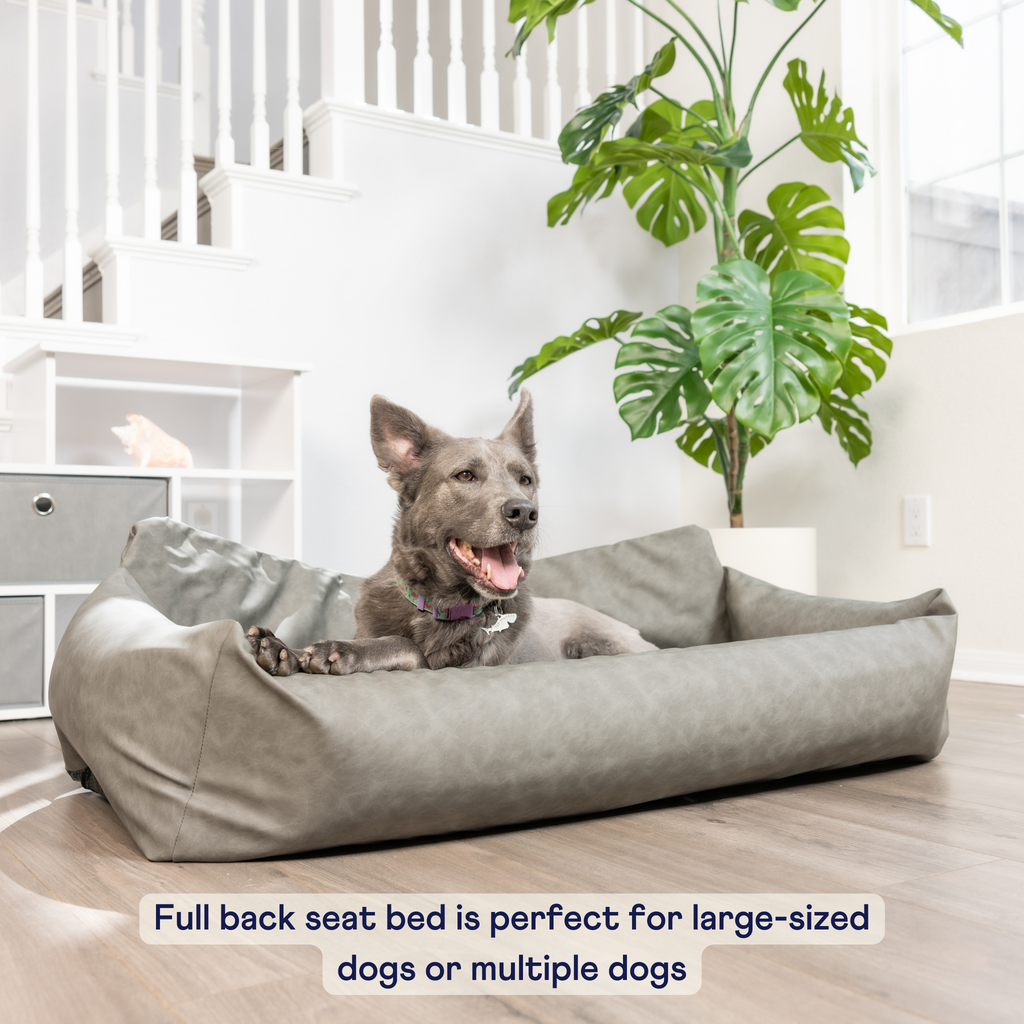 PupProtector™ Faux Leather Memory Foam Dog Car Bed - Slate Gray by Paw.com