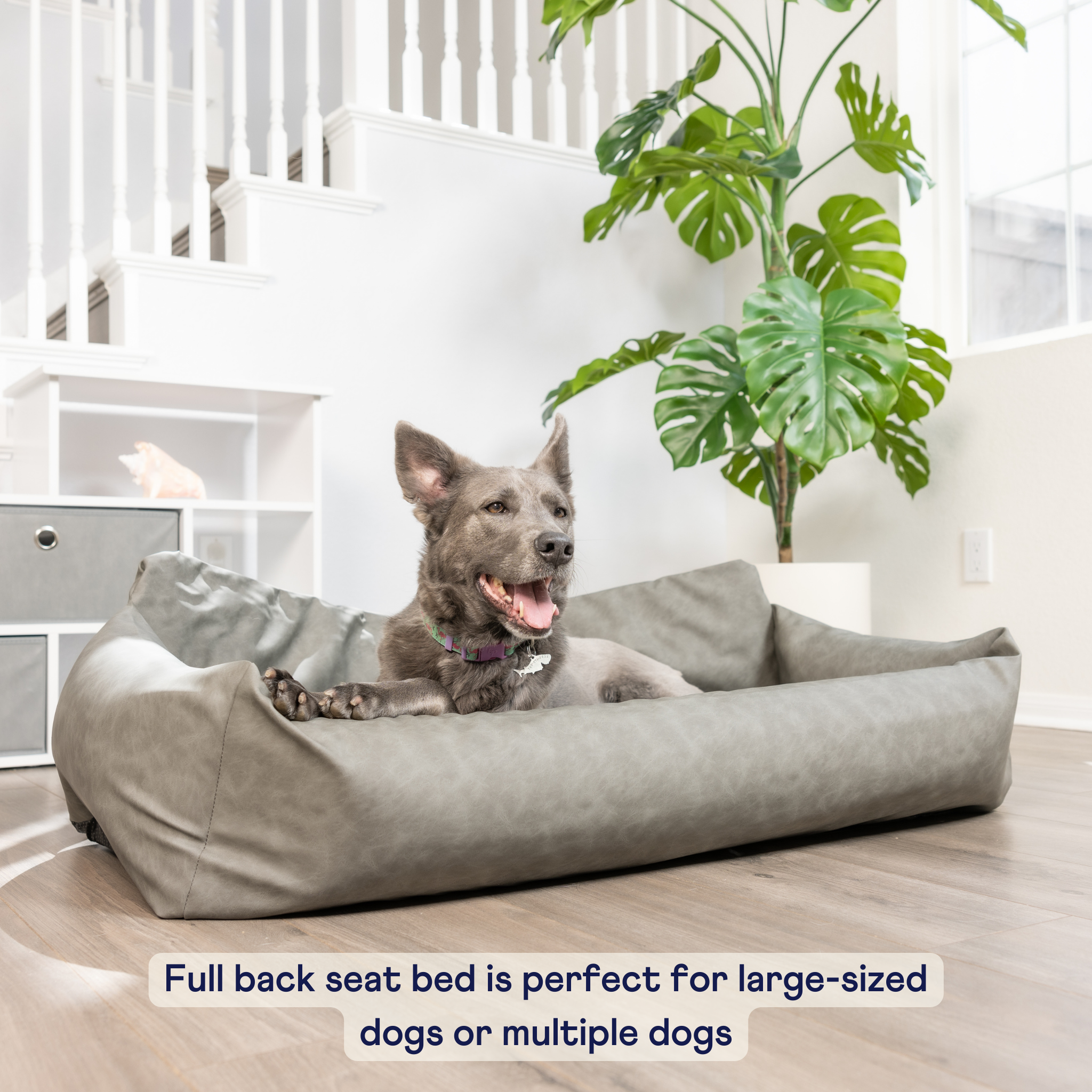 PupProtector™ Faux Leather Memory Foam Dog Car Bed - Slate Gray by Paw.com