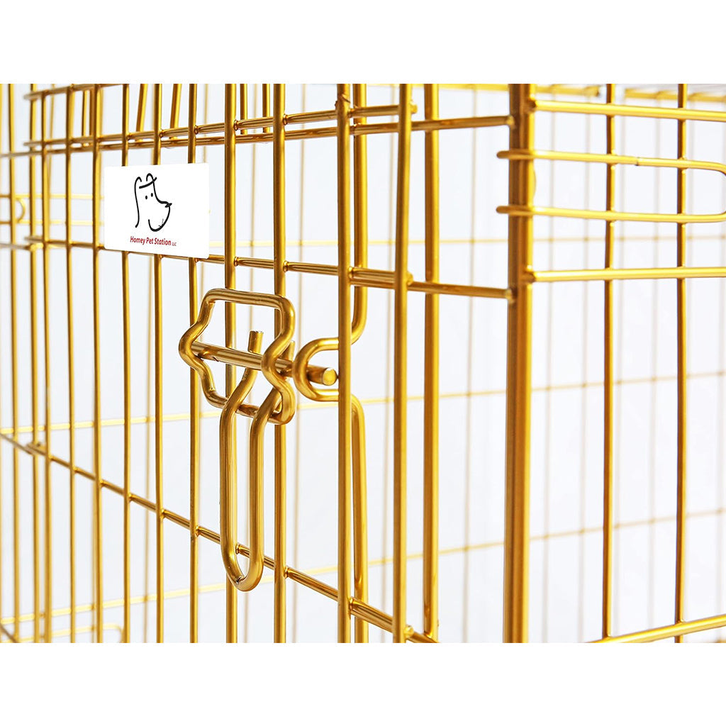 24-42" Collapsible Copper Gold Dog Crate GLD24-42 by Homey Pet Official