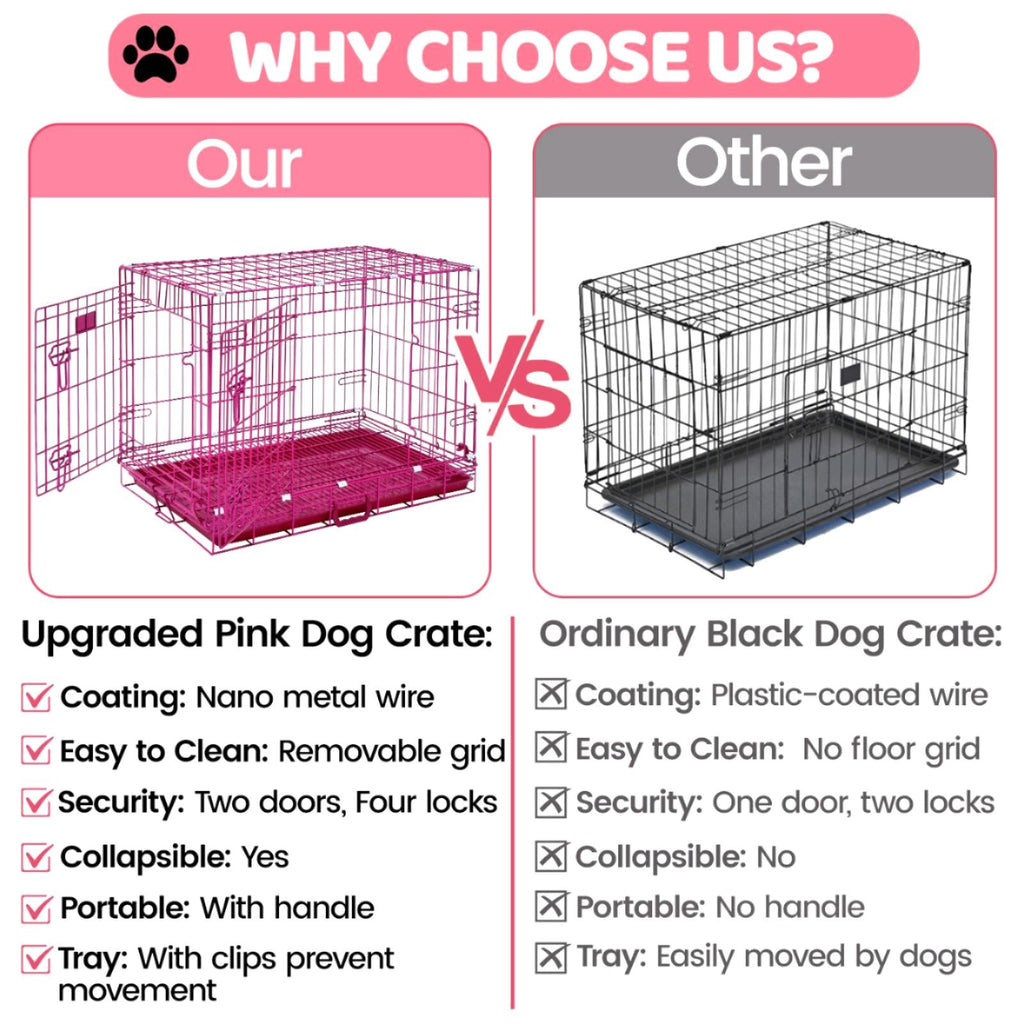 24-42" Collapsible Pink Dog Crate RED24-42 by Homey Pet Official