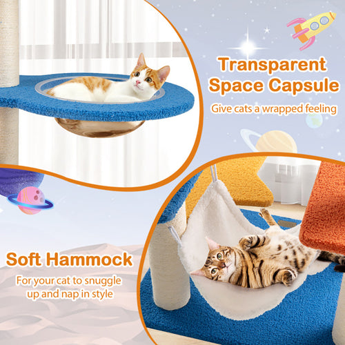 49 Inches Tall Cat Tree with UFO Top Perch Space Capsule by VetsPetStore