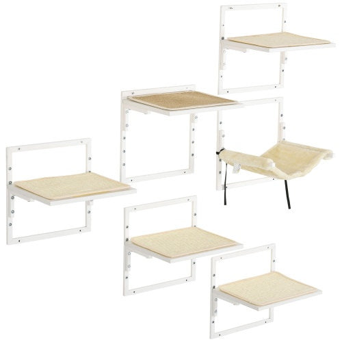6-pc Modern Cat Wall Shelves for Indoor Cats, Height Adjustable Jumping Platforms by Amazing Pet Bargains