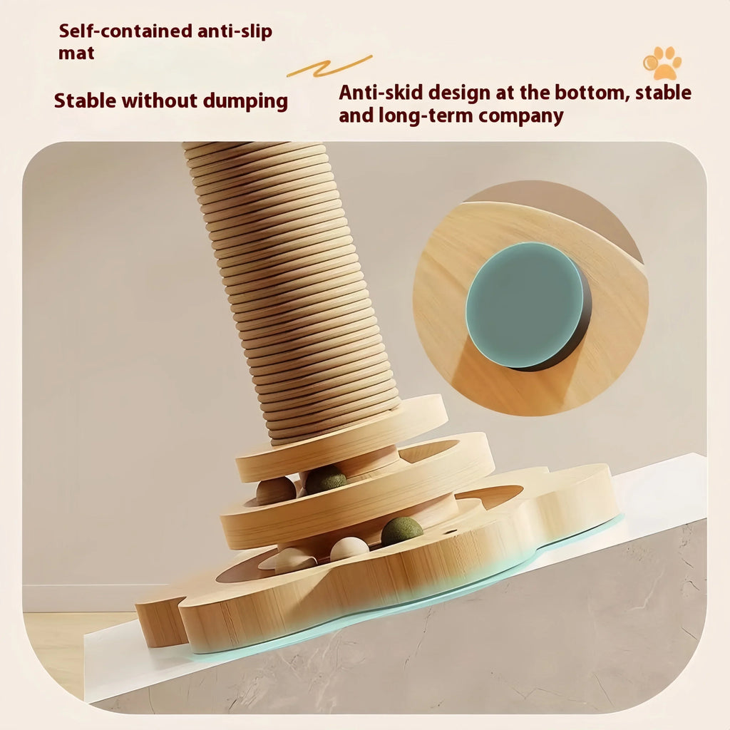 Solid Wood Cat Turntable Sisal Scratching Board by Love My Pet