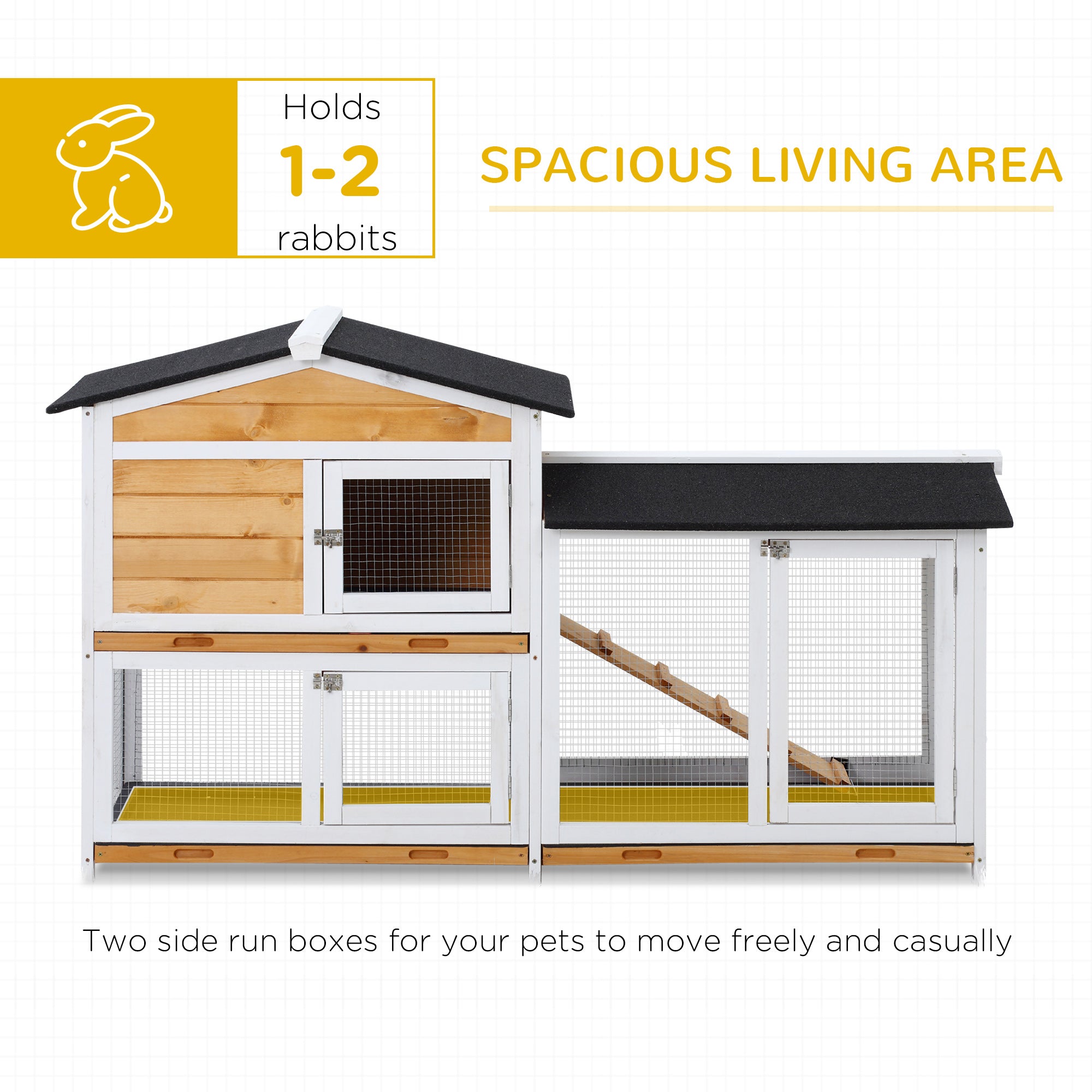 2 Story Rabbit Hut Wooden With Ramp by Love My Pet