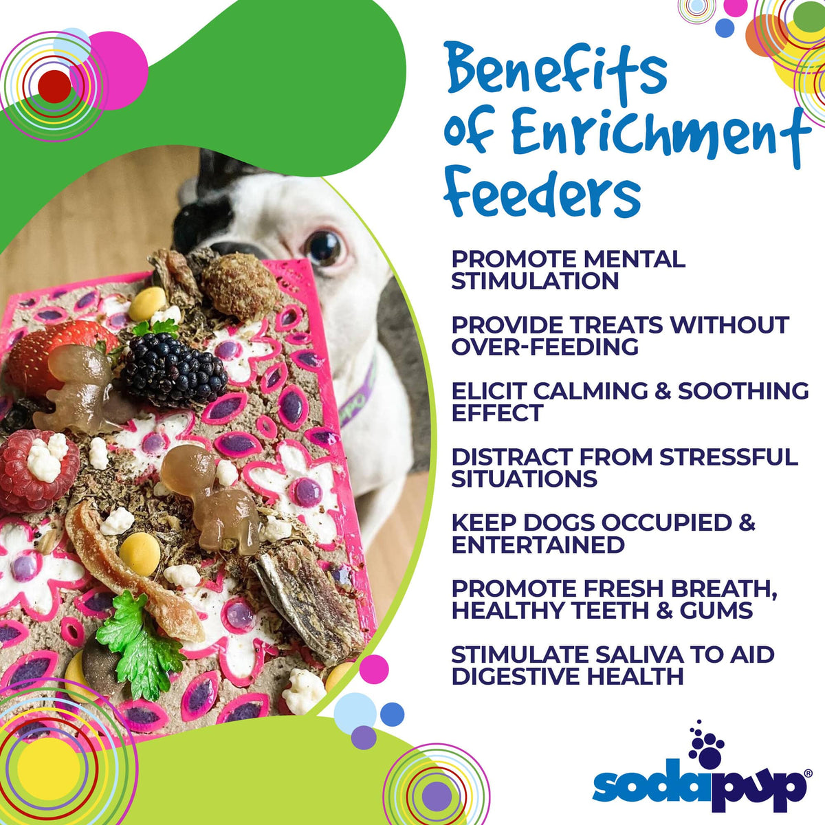 Flower Power emat - Enrichment Lick Mat for Dogs and Cats | Flower Design | USA Made by SodaPup/True Dogs, LLC